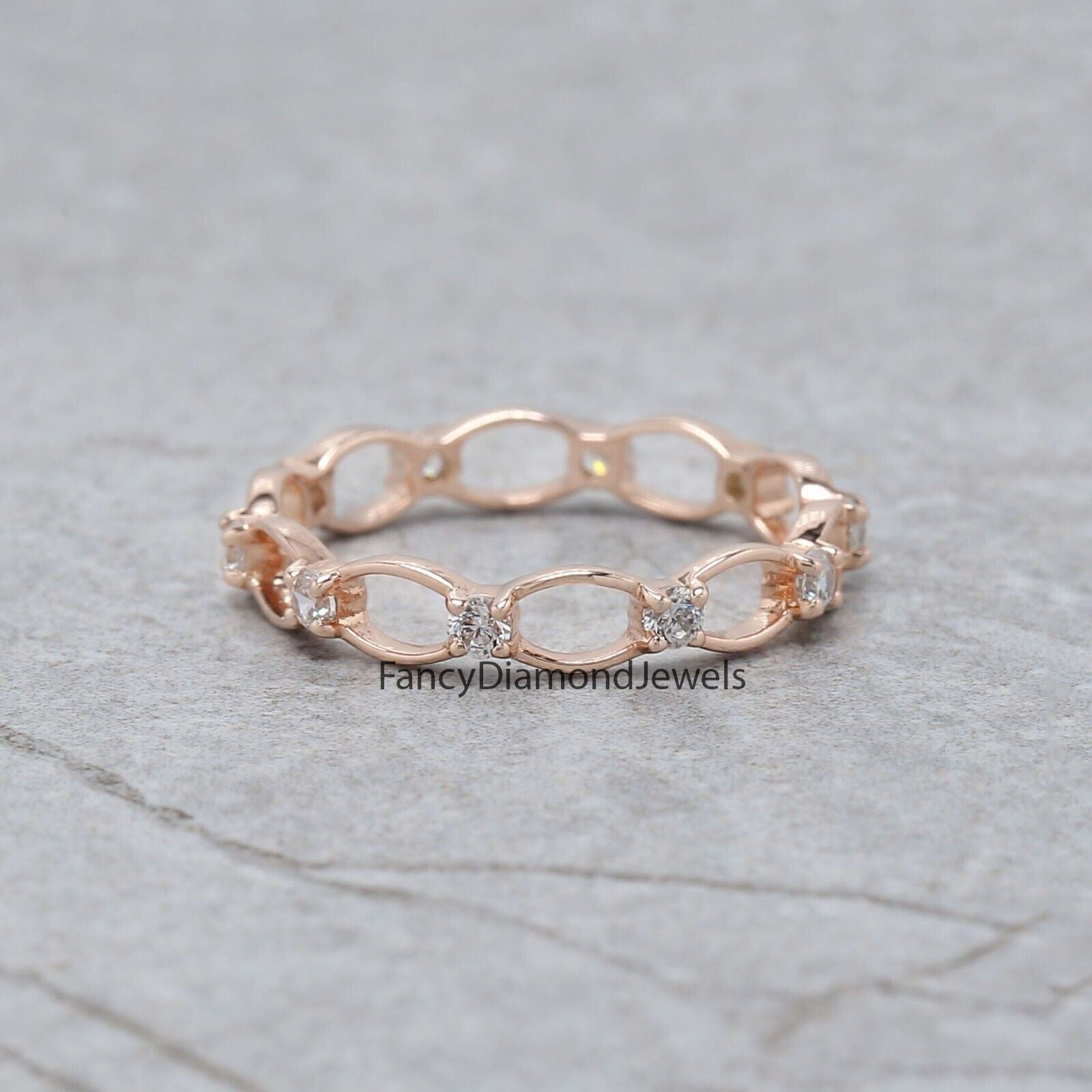 Round White Diamond Band Engagement Wedding Gift Band 14K Solid Rose White Yellow Gold Band 0.32 Ct KD895