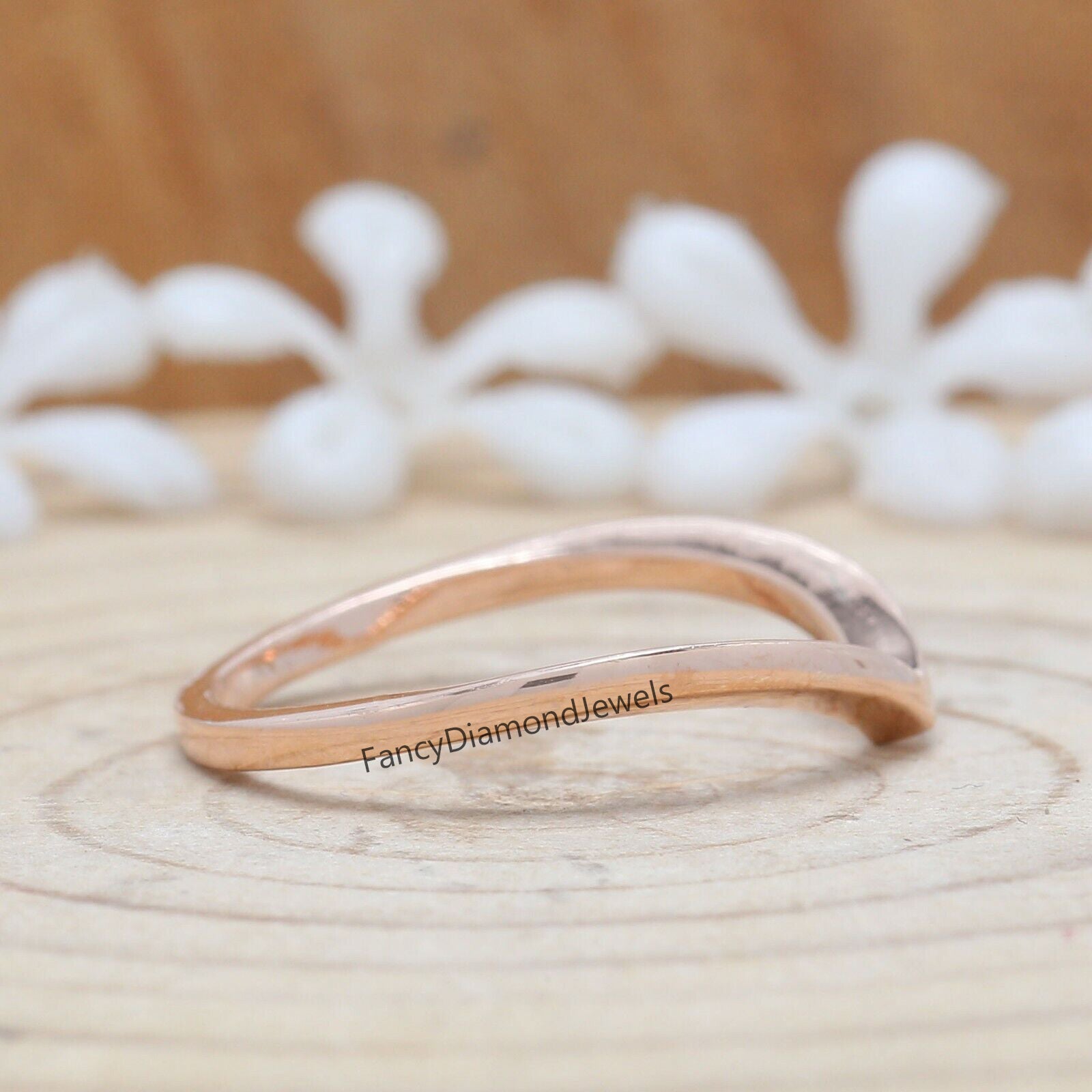 14K Rose Gold Band, Wedding Band, Ring Band, Gift For Her KD936