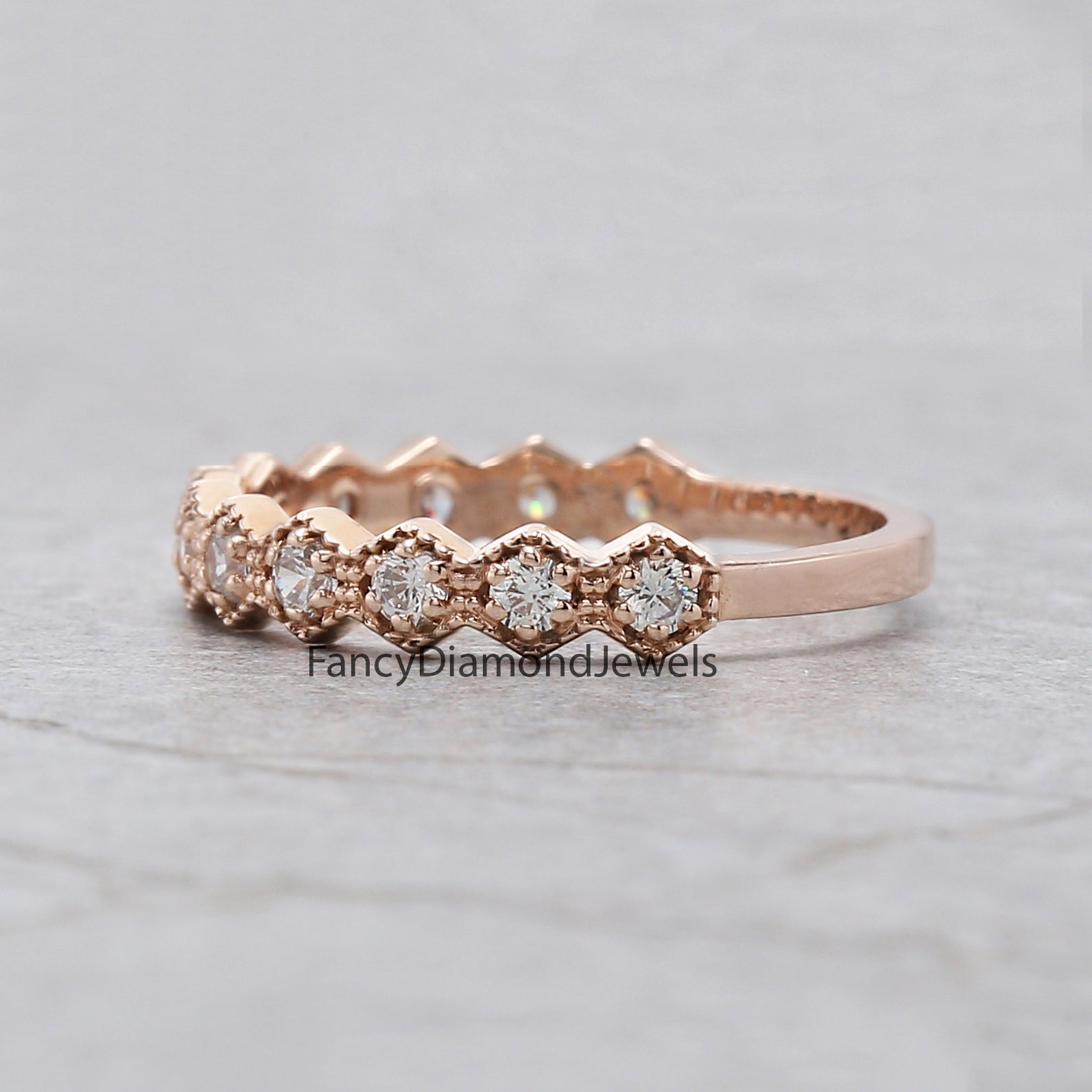 Round White Diamond Band Engagement Wedding Gift Band 14K Solid Rose White Yellow Gold Band 0.38 Ct KD891