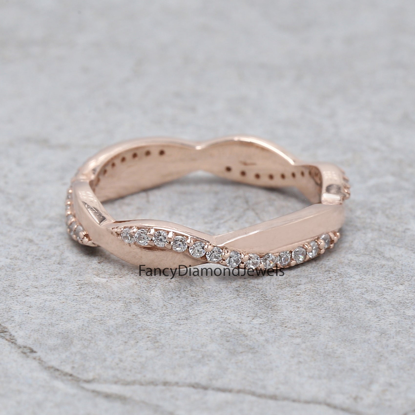 Round White Diamond Band Engagement Wedding Gift Band 14K Solid Rose White Yellow Gold Band 0.26 Ct KD896