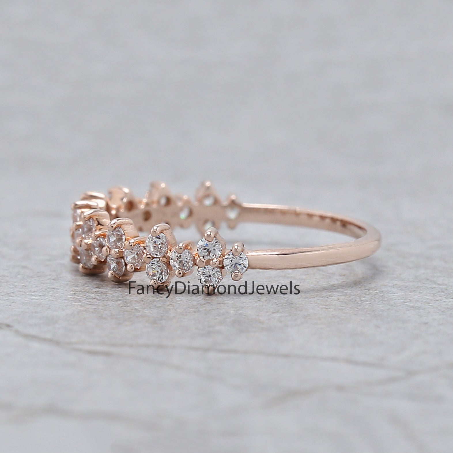 Round White Diamond Band Engagement Wedding Gift Band 14K Solid Rose White Yellow Gold Band 0.42 Ct KD909