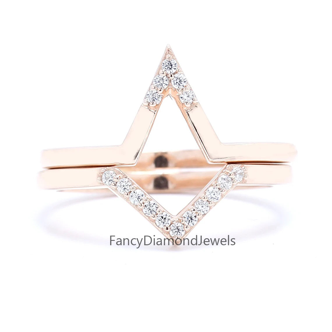 14K Rose Gold Band White Round Diamond Ring Engagement Wedding Gift Band Ring KD844