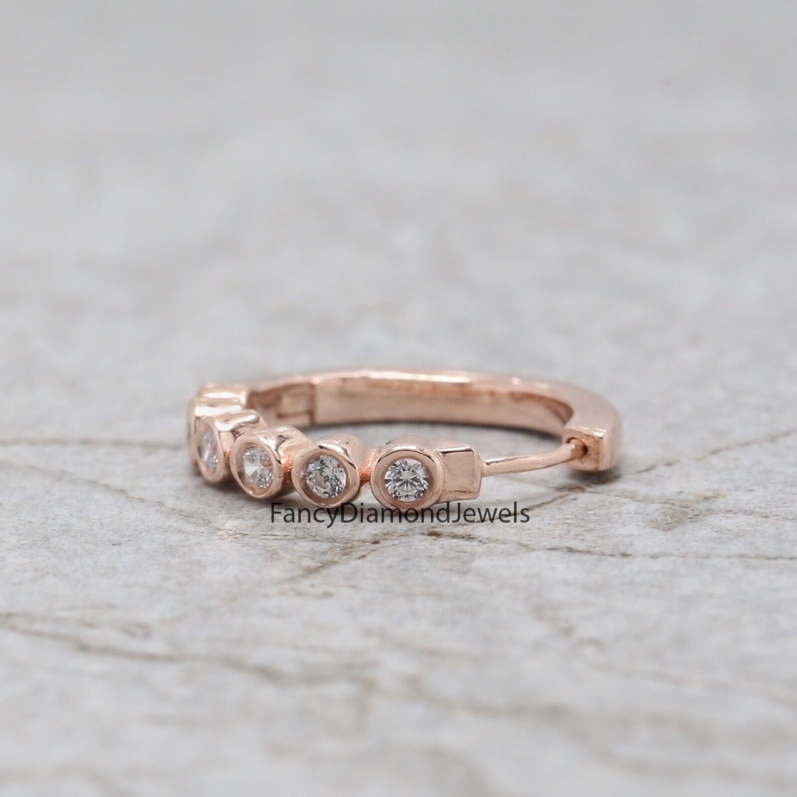 Natural White Round Diamond Nose Rings Engagement Wedding Gift Nose Ring 14K Solid Rose White Yellow Gold Nose Ring 0.06 CT KD963