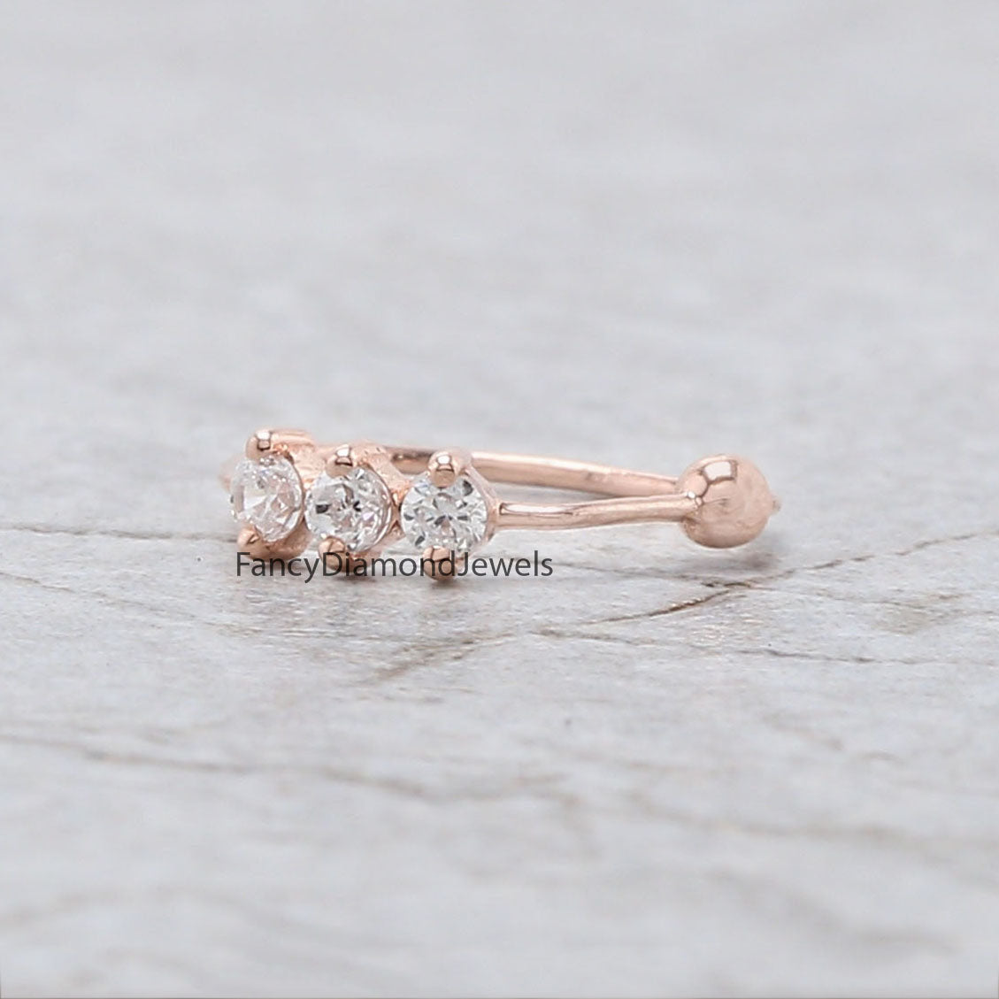 Natural White Round Diamond Nose Rings Engagement Wedding Gift Nose Ring 14K Solid Rose White Yellow Gold Nose Ring 0.06 CT KD976