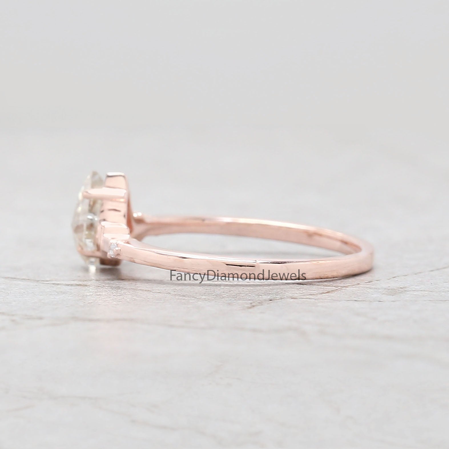 0.60 Ct Natural Kite Cut Shape White-H Color Diamond Ring 6.80 MM Kite Shape Diamond Ring 14K Solid Rose Gold Silver Engagement Ring QL2578