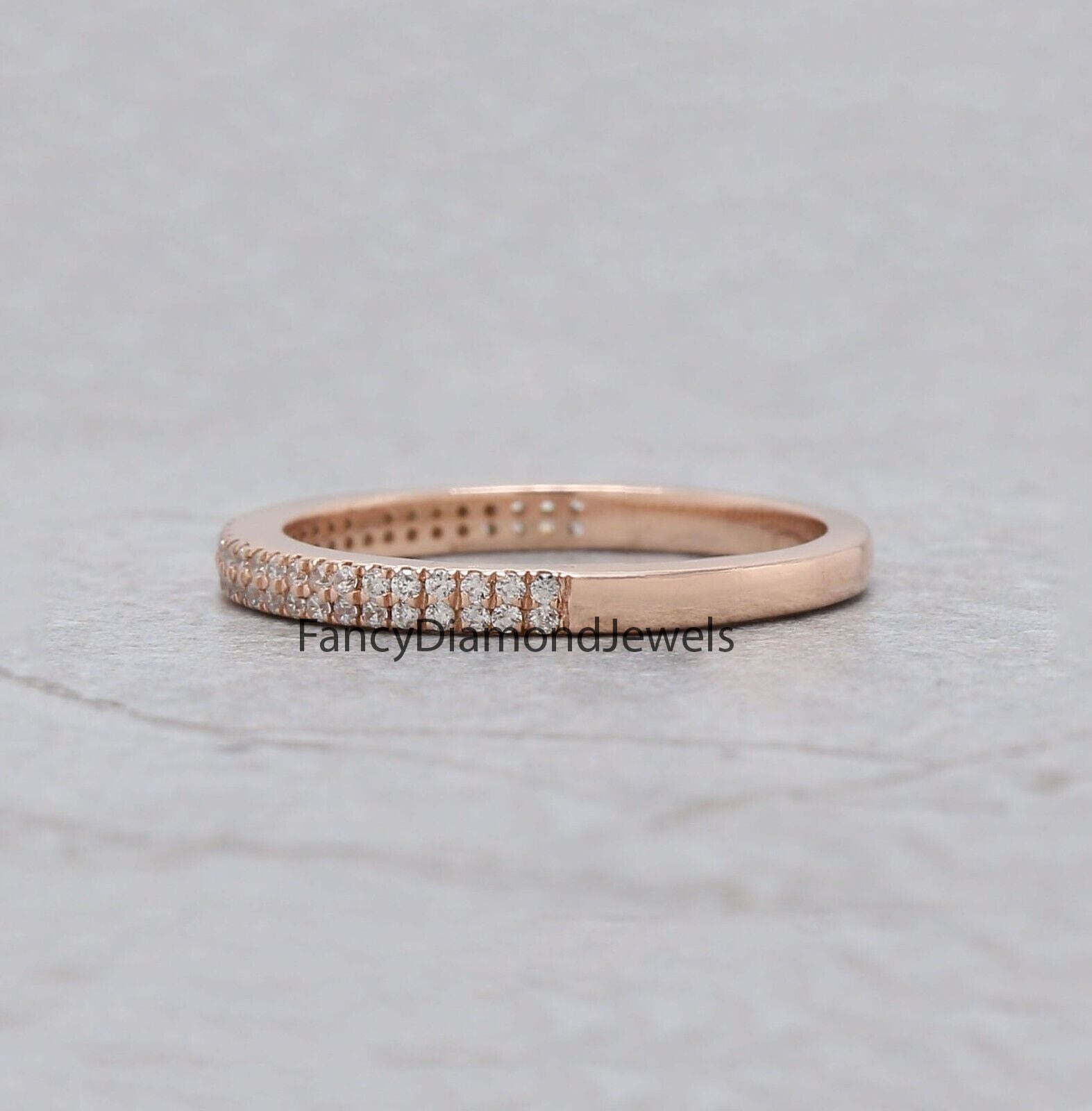 Round White Diamond Band Engagement Wedding Gift Band 14K Solid Rose White Yellow Gold Band 0.31 Ct KD888