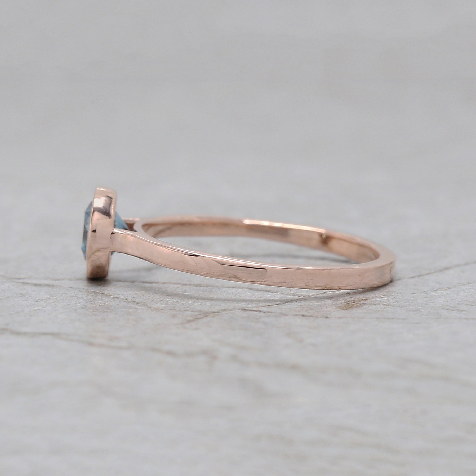 Round Shape Blue Color Diamond Ring 0.60 Ct 5.15 MM Round Cut Diamond Ring 14K Solid Rose Gold Silver Engagement Ring Gift For Her QL1659