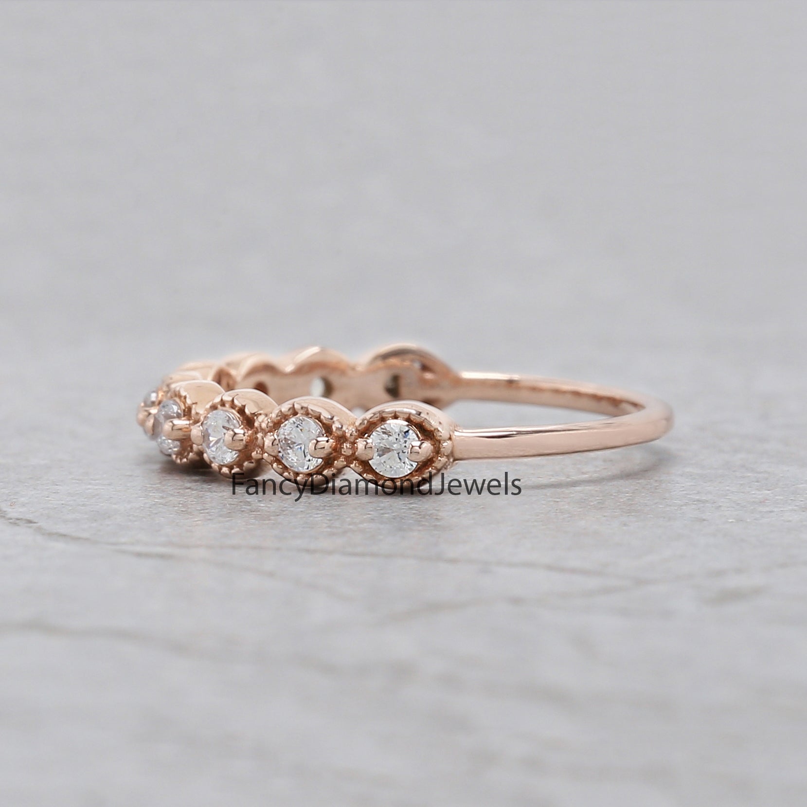 Round White Diamond Band Engagement Wedding Gift Band 14K Solid Rose White Yellow Gold Band 0.29 Ct KD901