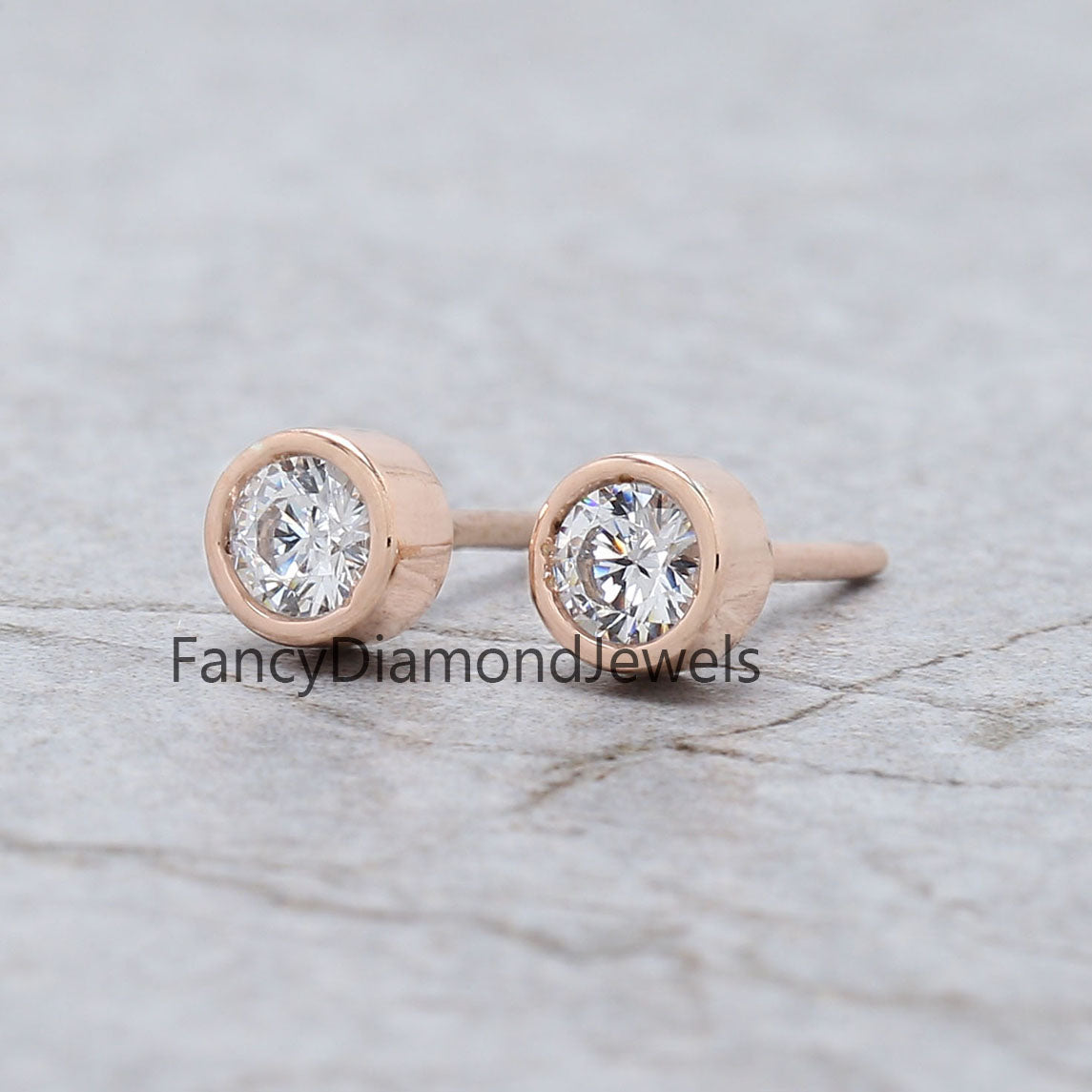 Round White Color Diamond Earring Engagement Wedding Gift Earring 14K Solid Rose White Yellow Gold Earring 0.34 CT KD1000