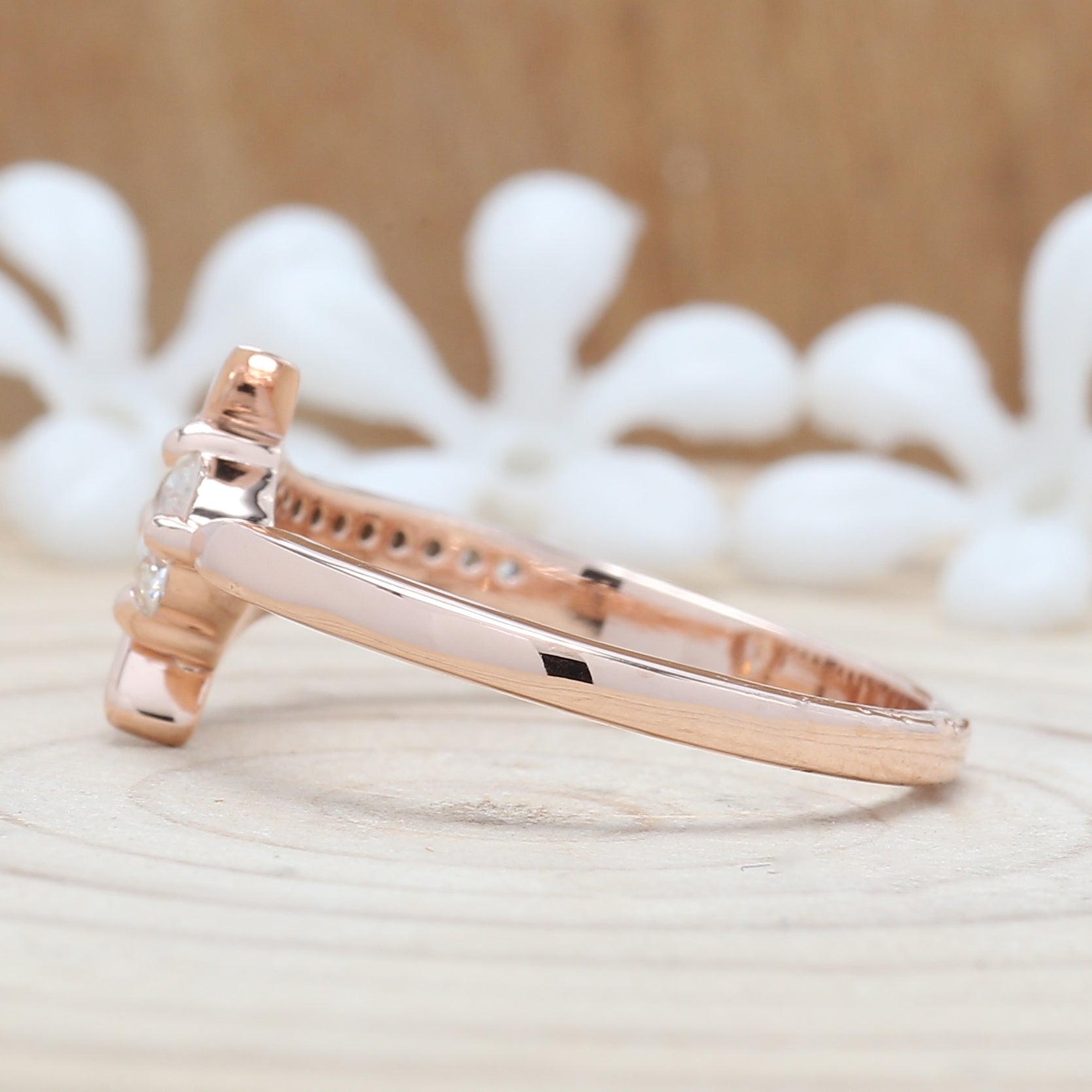 Round Cut White Color Diamond Ring 0.28 Ct 4.30 MM Round Shape Diamond Ring 14K Rose Gold Silver Round Engagement Ring Gift For Her QL5800