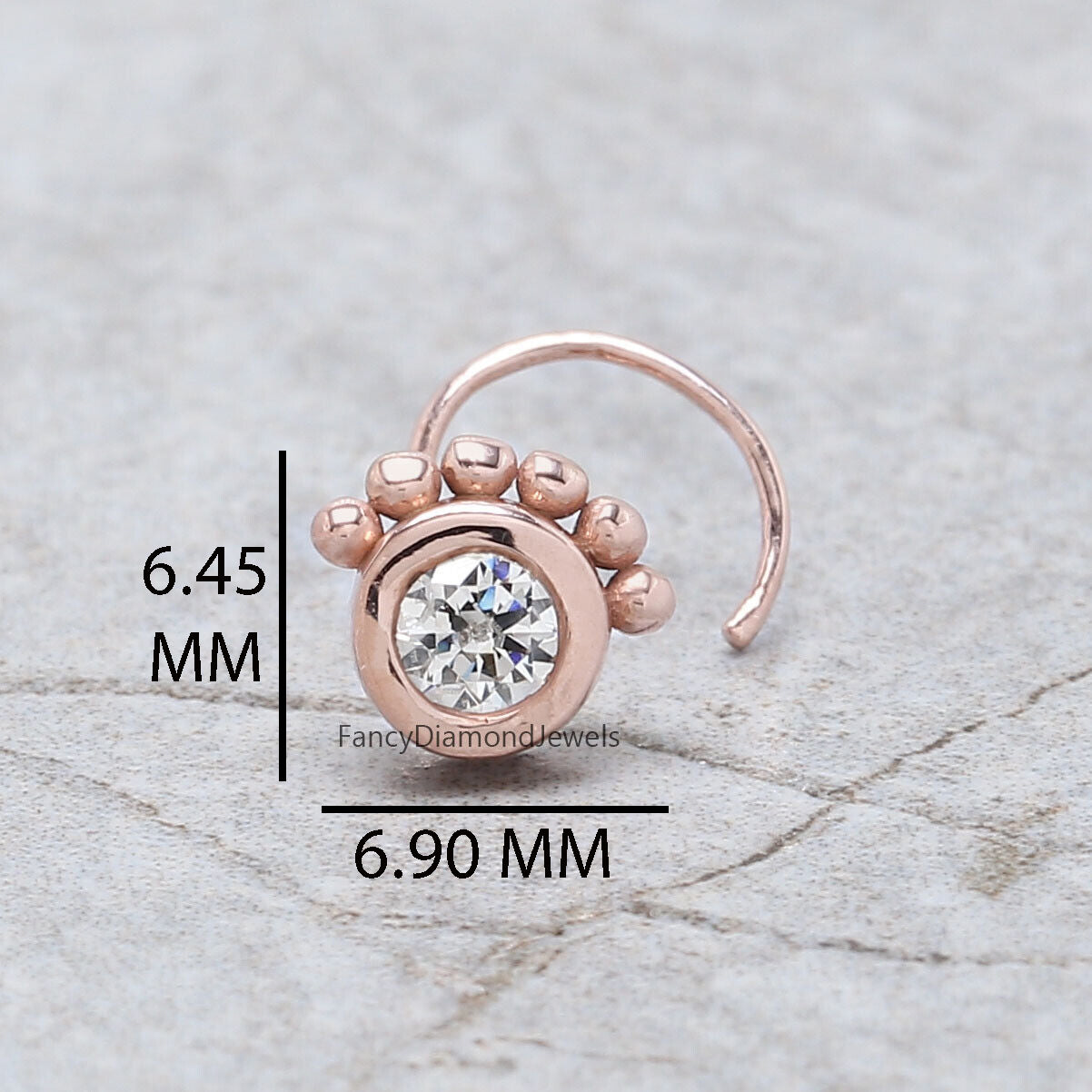 Natural White Round Diamond Nose Rings Engagement Wedding Gift Nose Ring 14K Solid Rose White Yellow Gold Nose Ring 0.17 CT KD1019