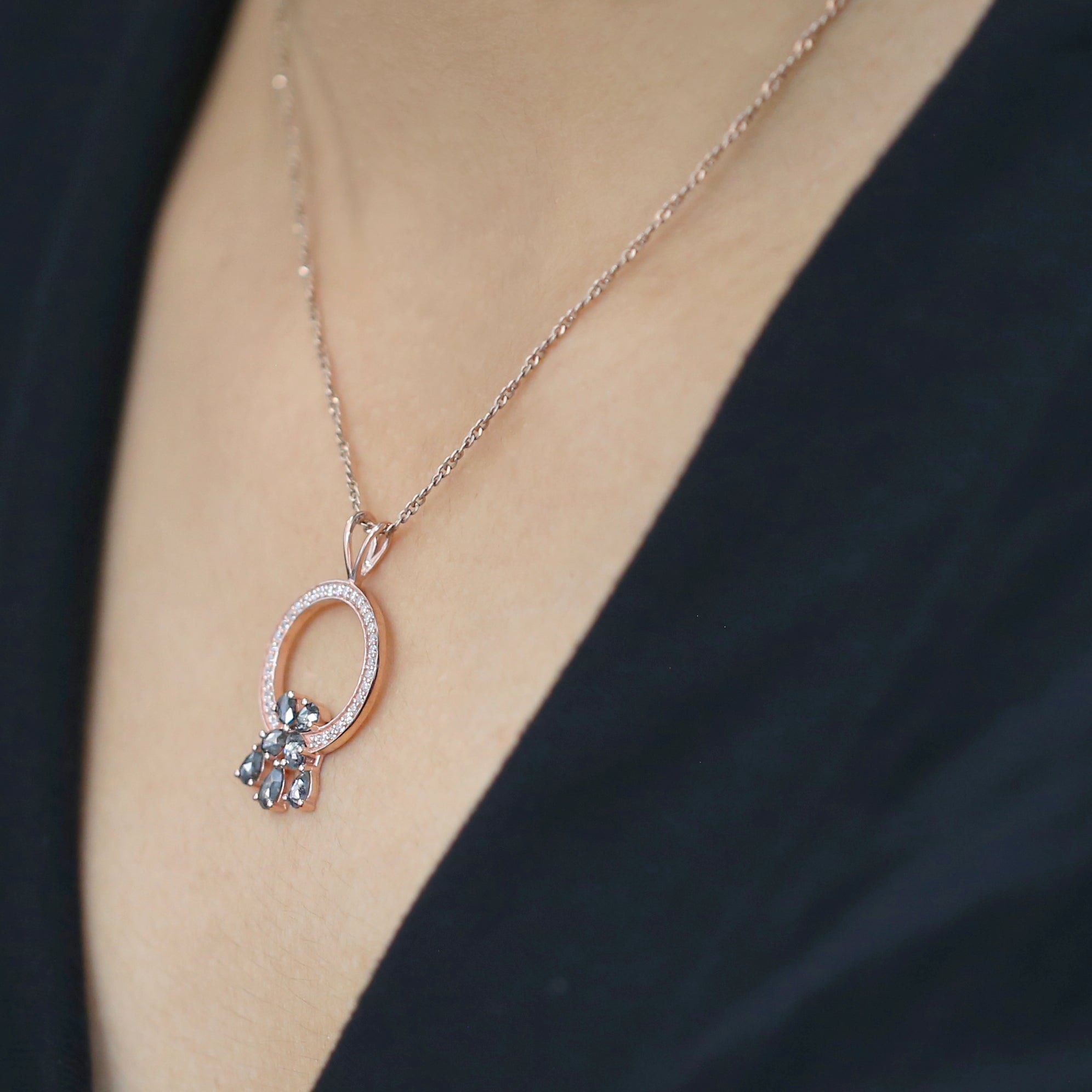 Pear Salt And Pepper Diamond Pendant, Unique Diamond Pendant, Pear Pendant, Dangling Diamond Pendant,No Chain Including Only Pendant KDL1279