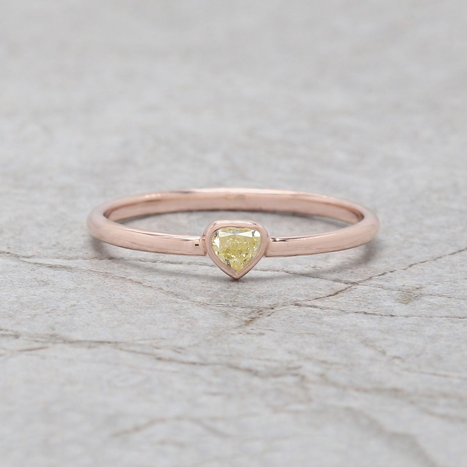 Heart Yellow Color Diamond Ring Engagement Wedding Gift Ring 14K Solid Rose White Yellow Gold Ring 0.14 CT KDN7386