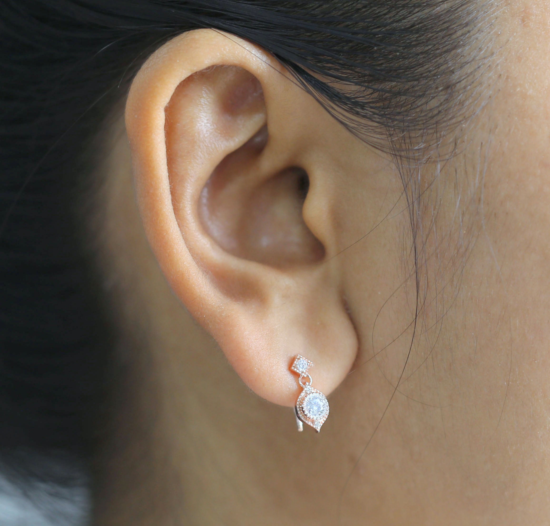 Round White Color Diamond Earring Engagement Wedding Gift Earring 14K Solid Rose White Yellow Gold Earring 0.42 CT KD994
