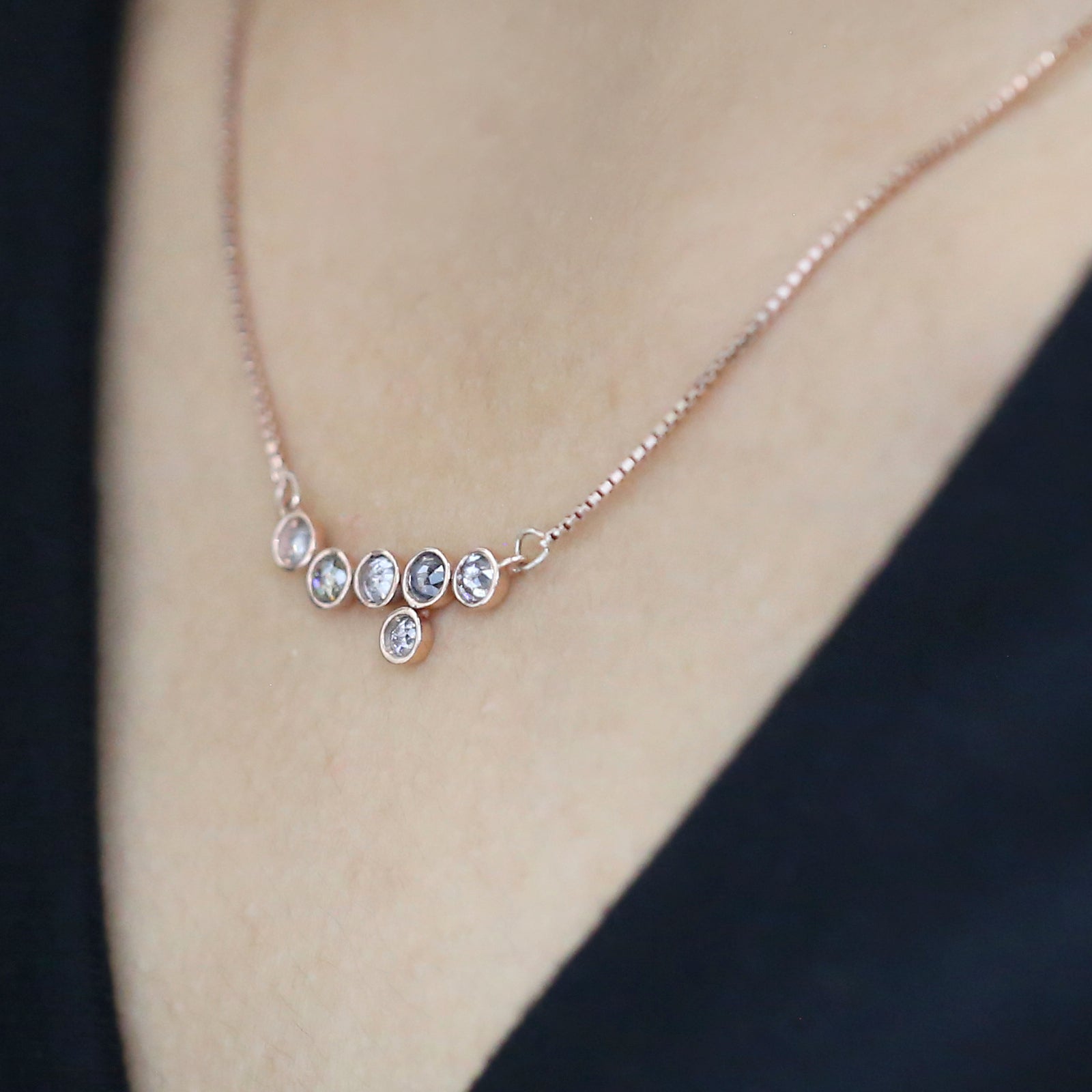 Round Rose Cut Salt And Pepper Diamond Pendant Engagement Wedding Gift Pendant 14K Solid Rose White Yellow Gold Pendant 1.05 CT KDL6324