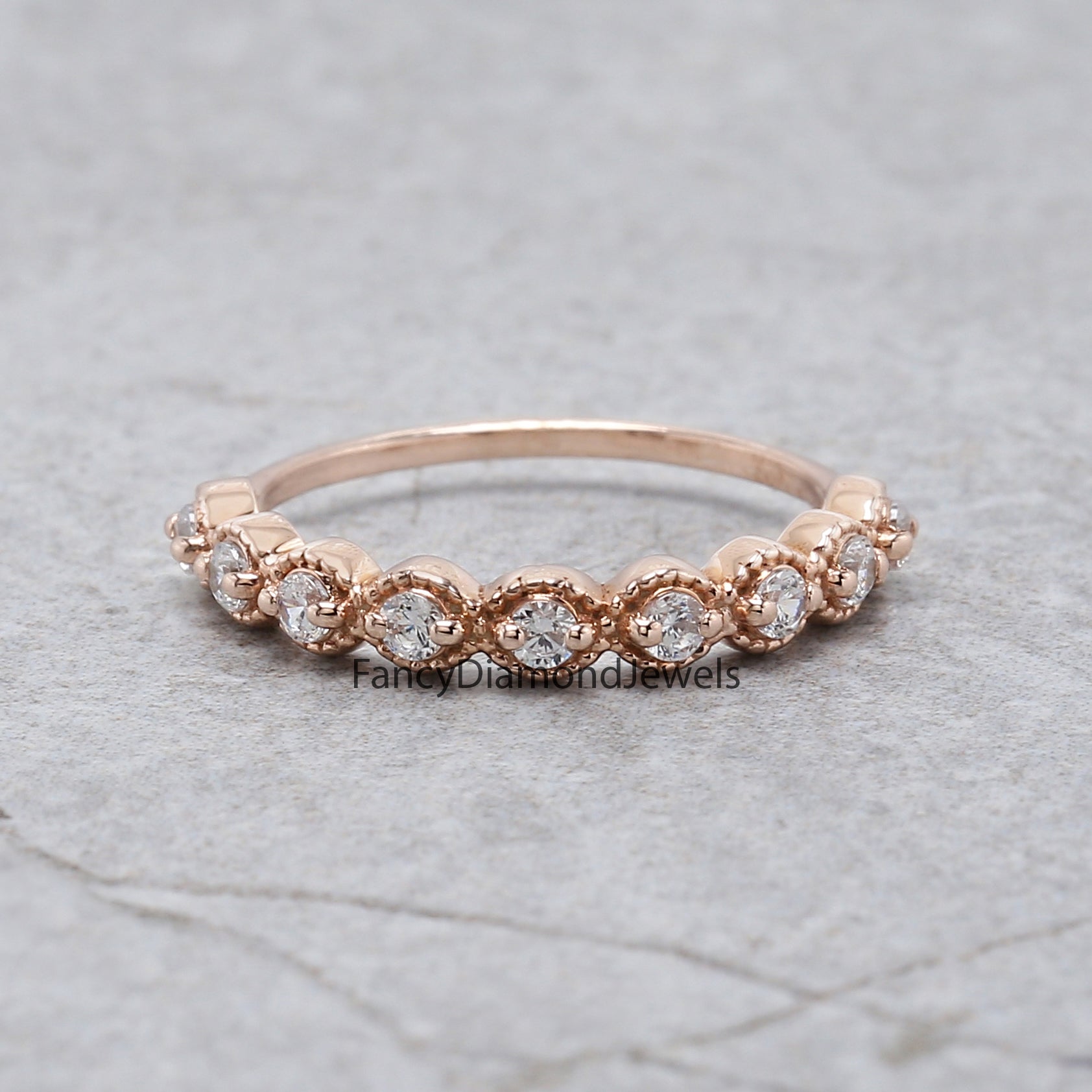 Round White Diamond Band Engagement Wedding Gift Band 14K Solid Rose White Yellow Gold Band 0.29 Ct KD901
