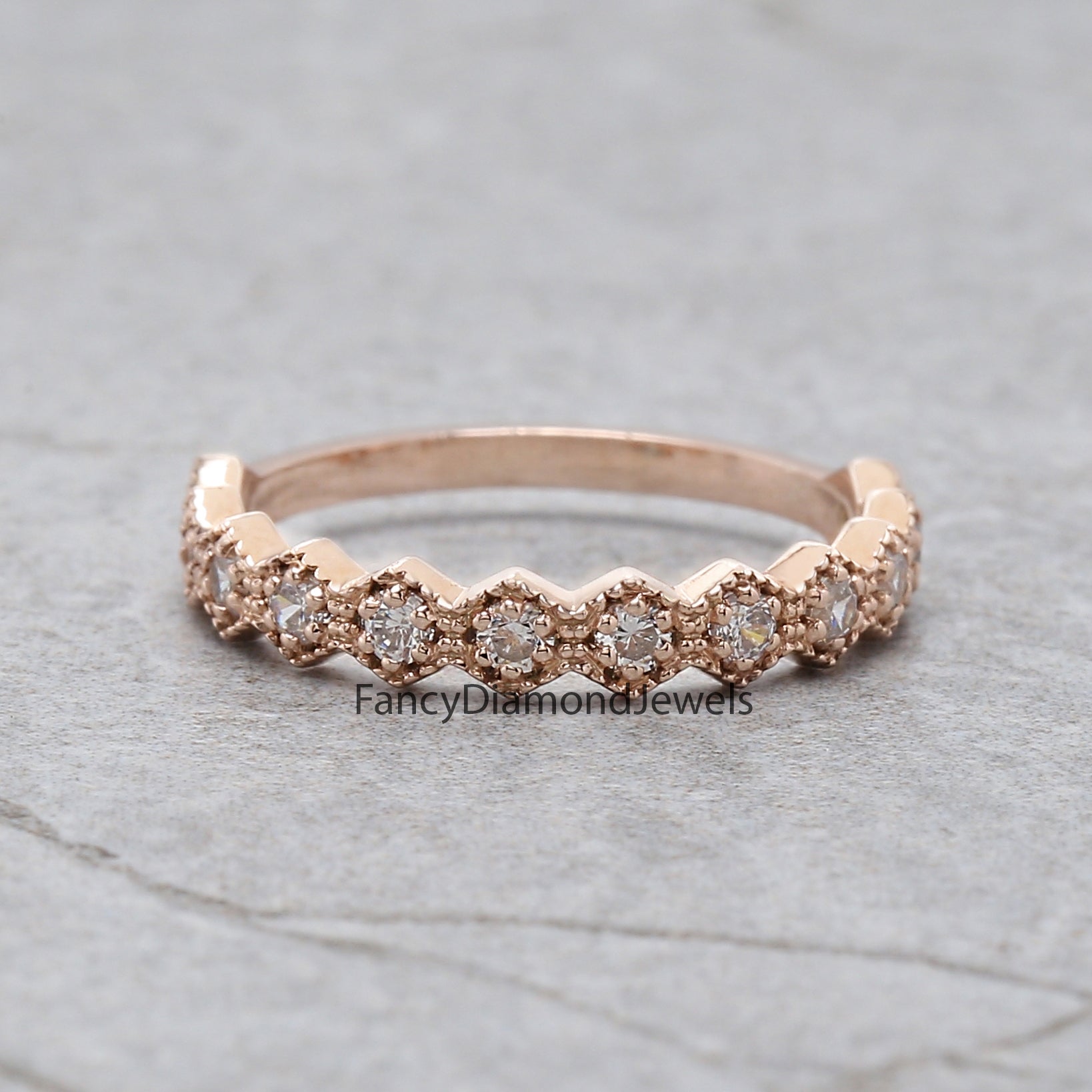 Round White Diamond Band Engagement Wedding Gift Band 14K Solid Rose White Yellow Gold Band 0.38 Ct KD891