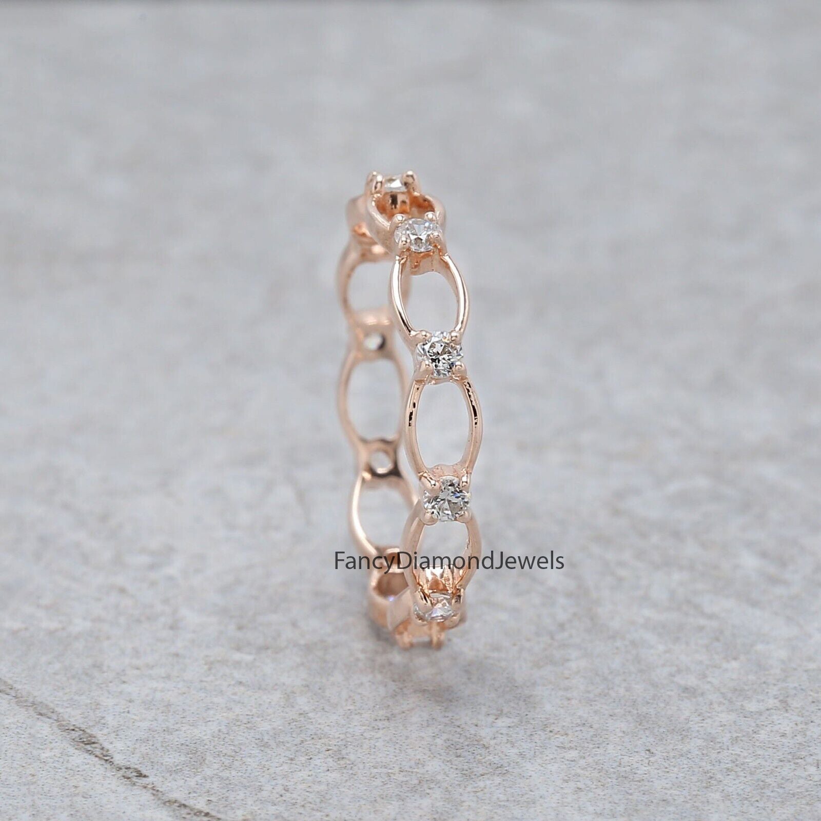 Round White Diamond Band Engagement Wedding Gift Band 14K Solid Rose White Yellow Gold Band 0.32 Ct KD895