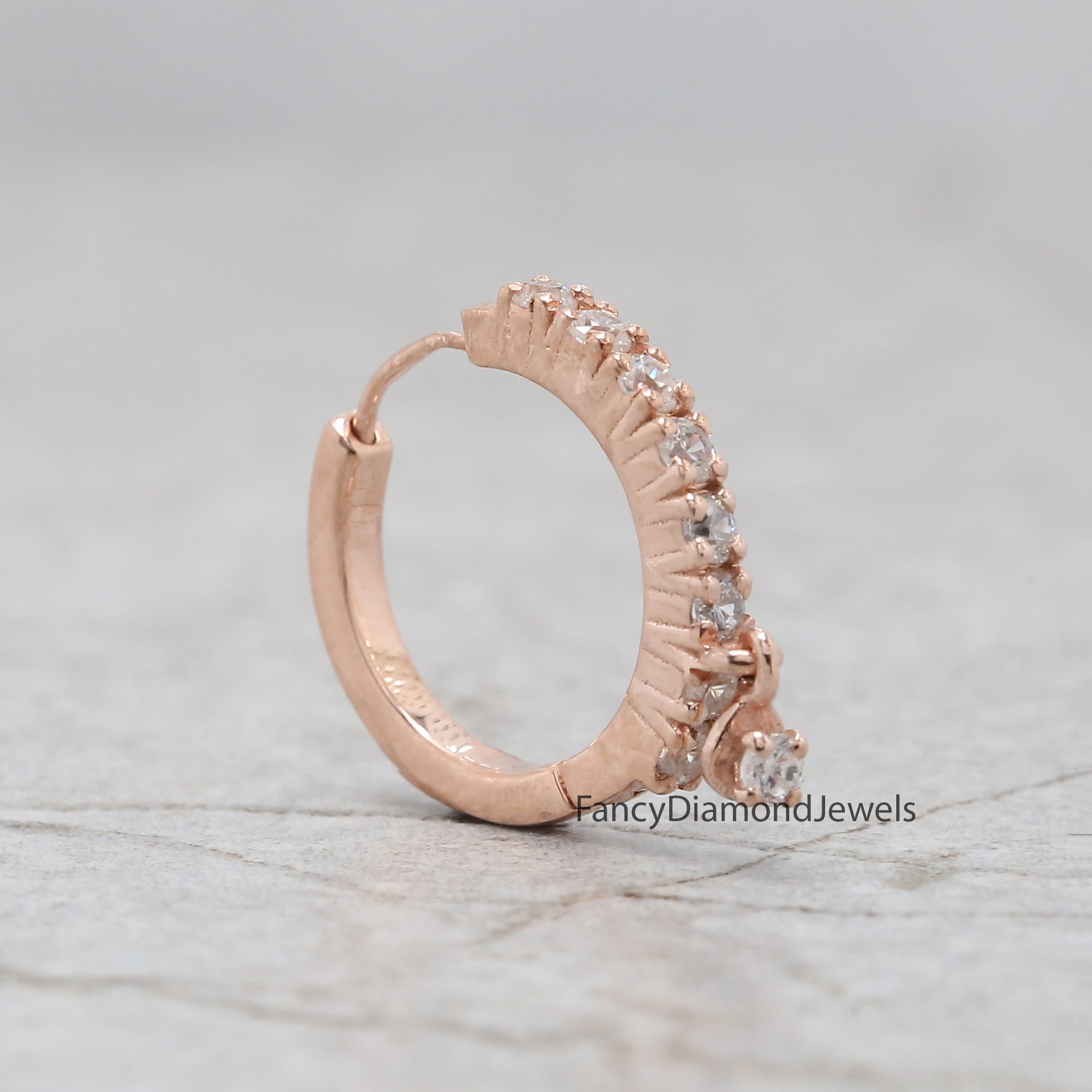 Natural White Round Diamond Nose Rings Engagement Wedding Gift Nose Ring 14K Solid Rose White Yellow Gold Nose Ring 0.17 CT KD969