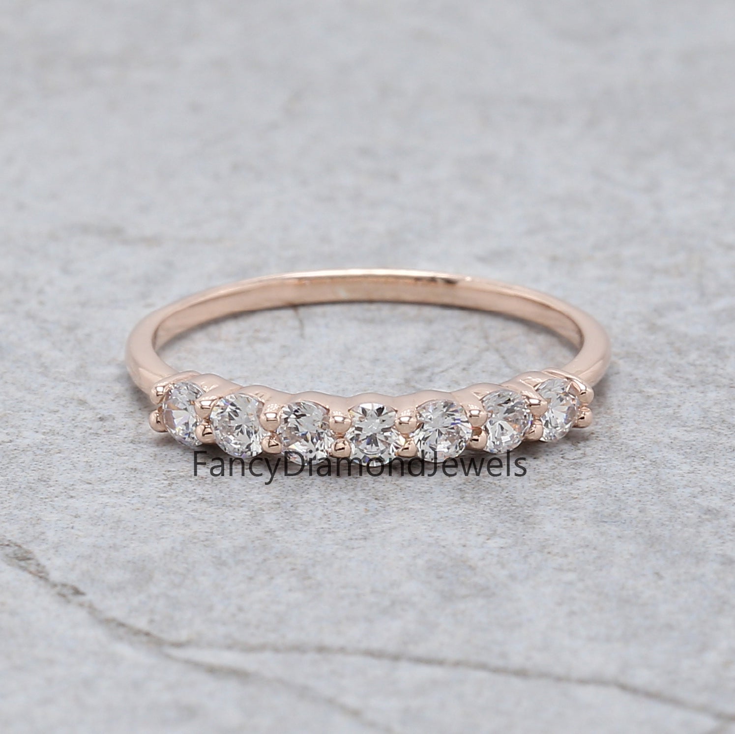 Round White Diamond Band Engagement Wedding Gift Band 14K Solid Rose White Yellow Gold Band 0.44 Ct KD897
