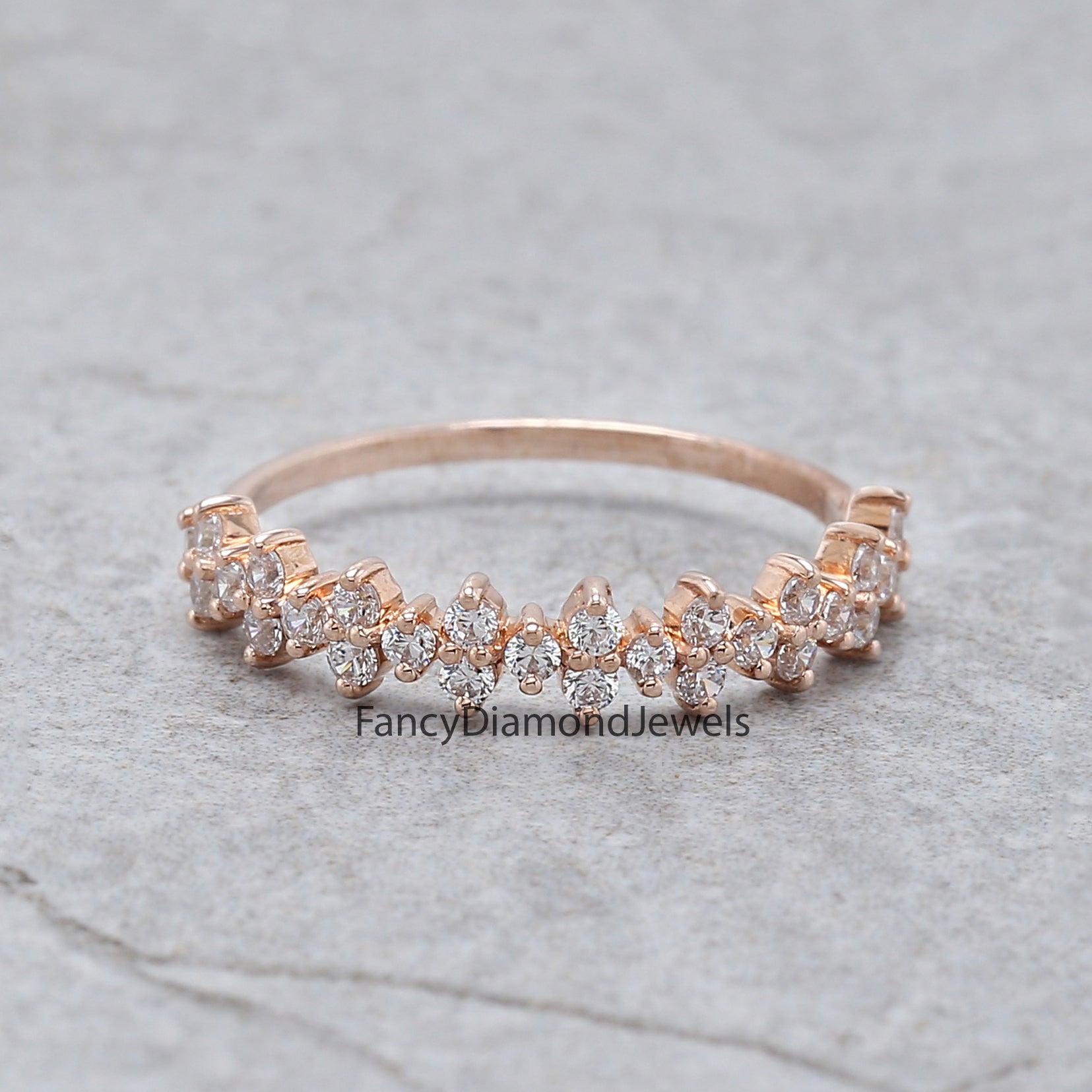 Round White Diamond Band Engagement Wedding Gift Band 14K Solid Rose White Yellow Gold Band 0.42 Ct KD909