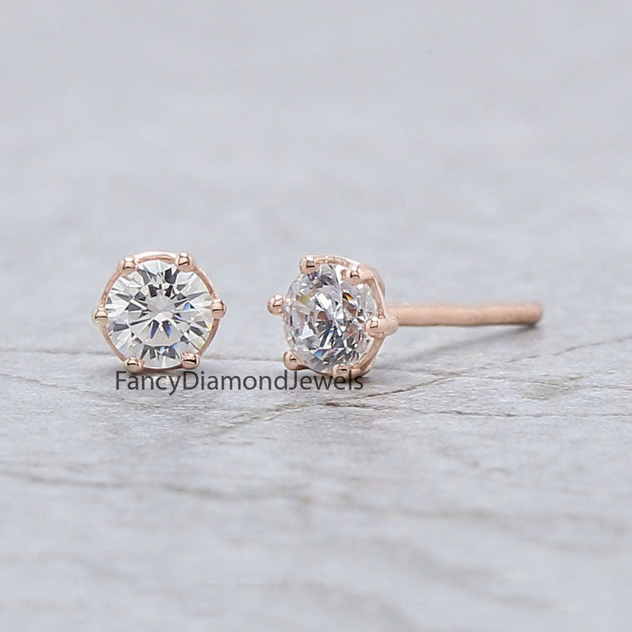 Round White Color Diamond Earring Engagement Wedding Gift Earring 14K Solid Rose White Yellow Gold Earring 0.34 CT KD995