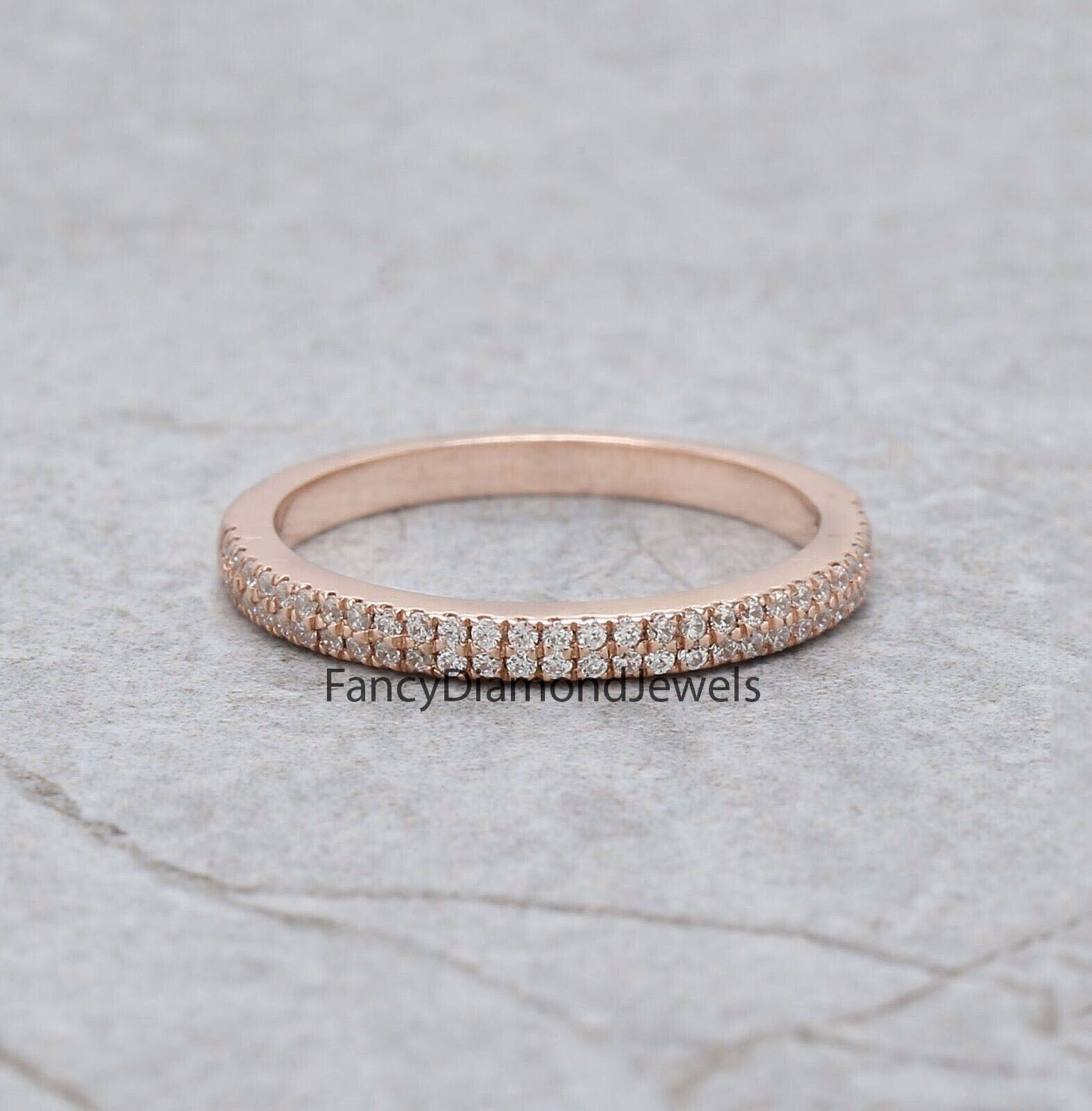 Round White Diamond Band Engagement Wedding Gift Band 14K Solid Rose White Yellow Gold Band 0.31 Ct KD888