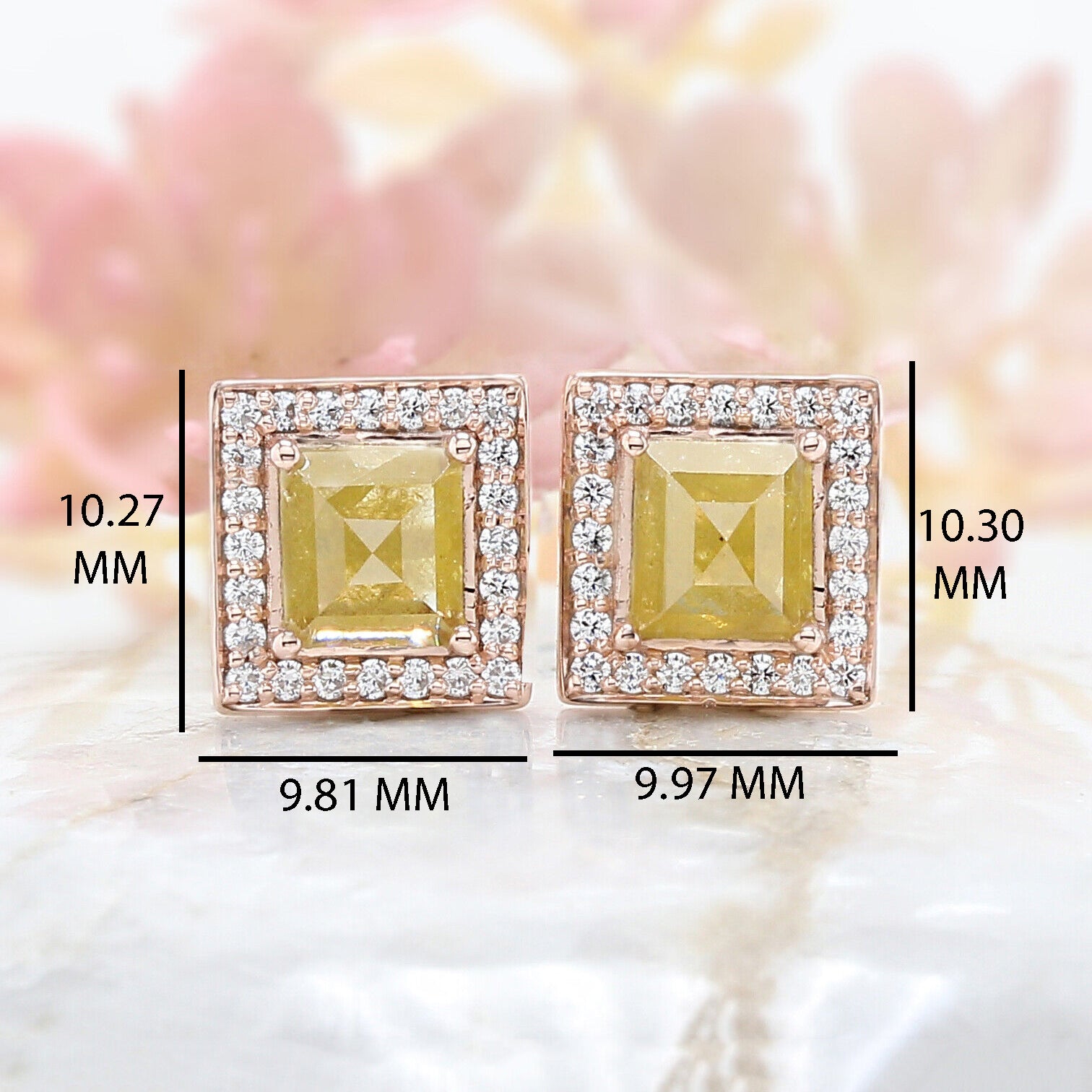 Rectangle Yellow Color Diamond Earring Engagement Wedding Gift Earring 14K Solid Rose White Yellow Gold Earring 1.83 CT KDN7986