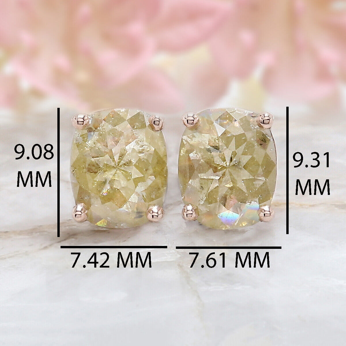 Oval Cut Yellow Color Diamond Earring 2.75 Ct 9.00 MM Oval Diamond Earring 14K Solid Rose Gold Silver Engagement Earring Gift For Her QL5016