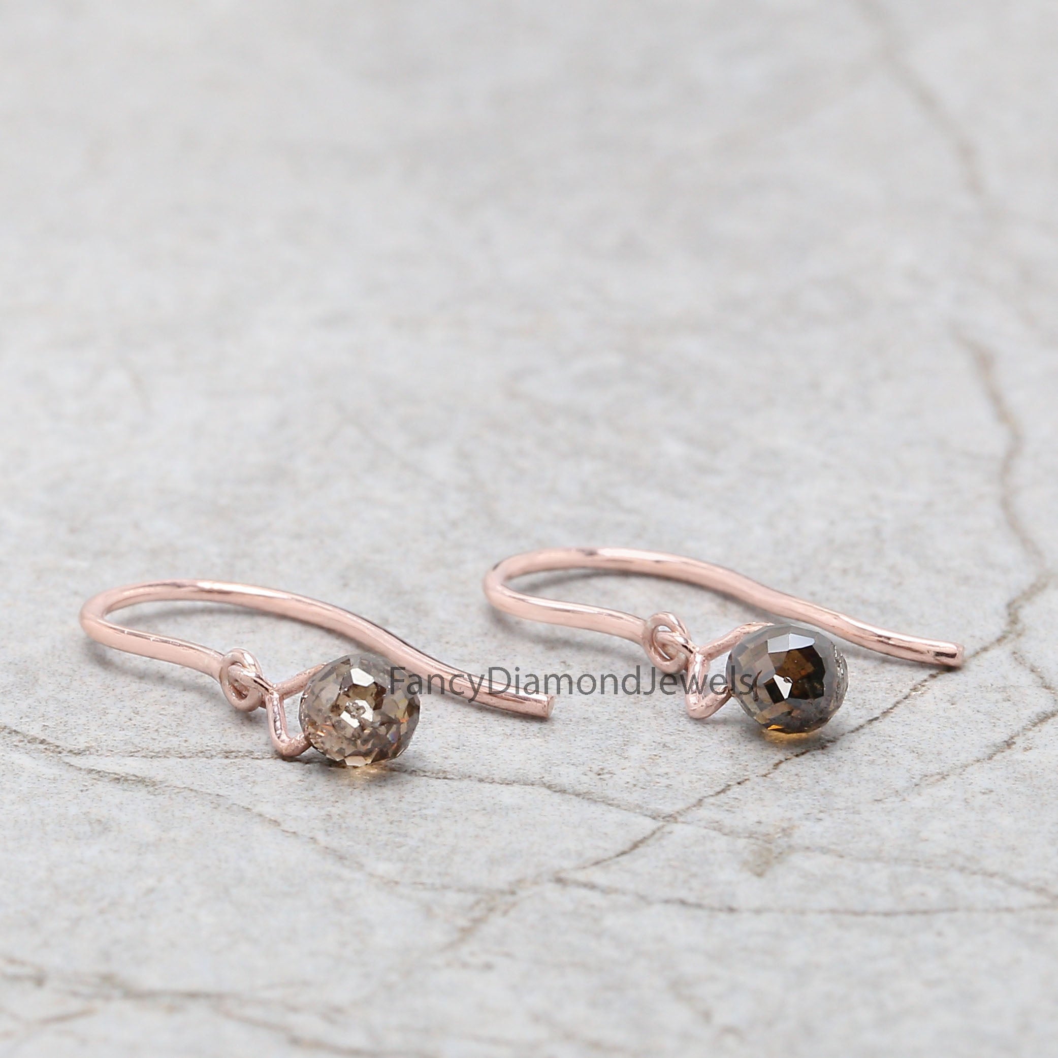 Drop Earrings, Diamond Drop Earrings, Brown Drop Earrings, Diamond Dangles Earrin, Briolette Diamond Dangling Earrings KDN878