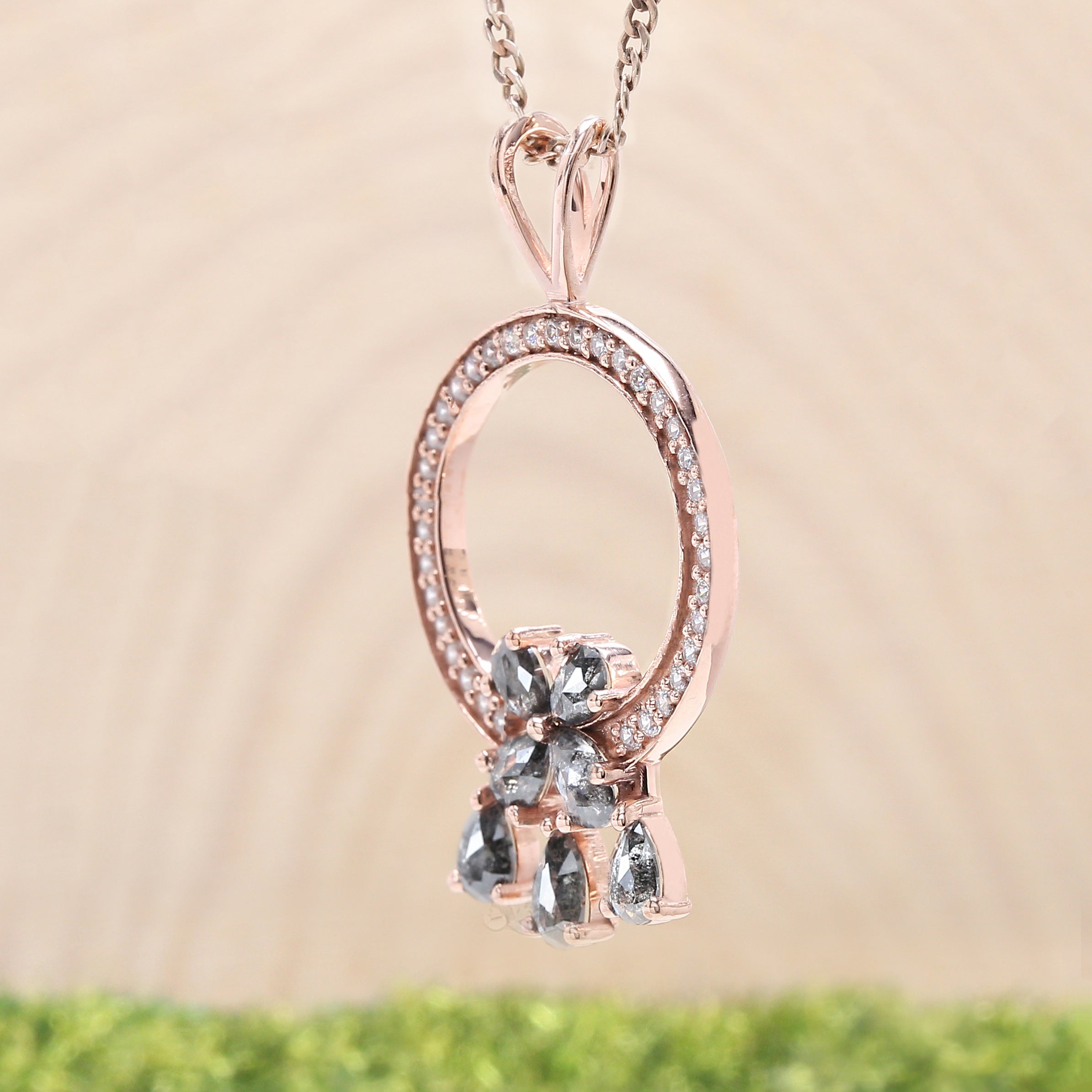 Pear Salt And Pepper Diamond Pendant, Unique Diamond Pendant, Pear Pendant, Dangling Diamond Pendant,No Chain Including Only Pendant KDL1279
