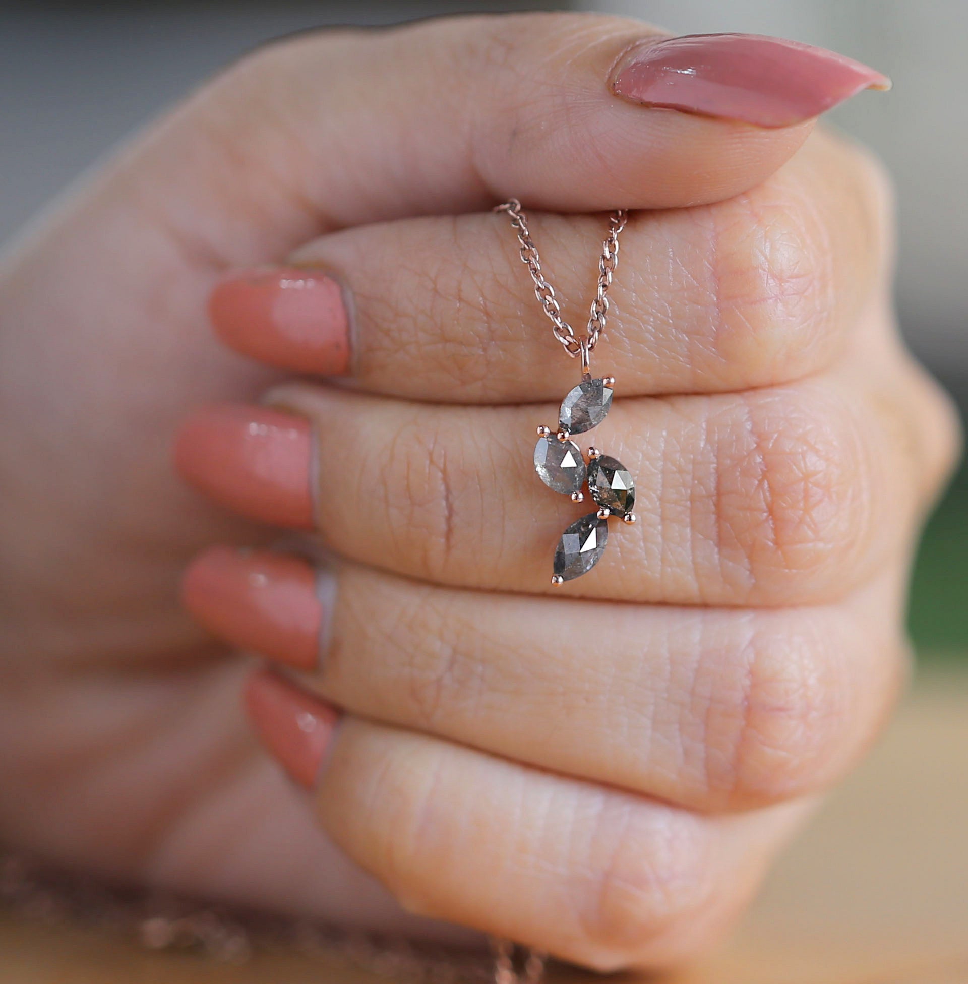Marquise Salt And Pepper Diamond Pendant, Unique Diamond Pendant, No Chain Including Only Pendant Dangling Diamond Necklace KDL8835