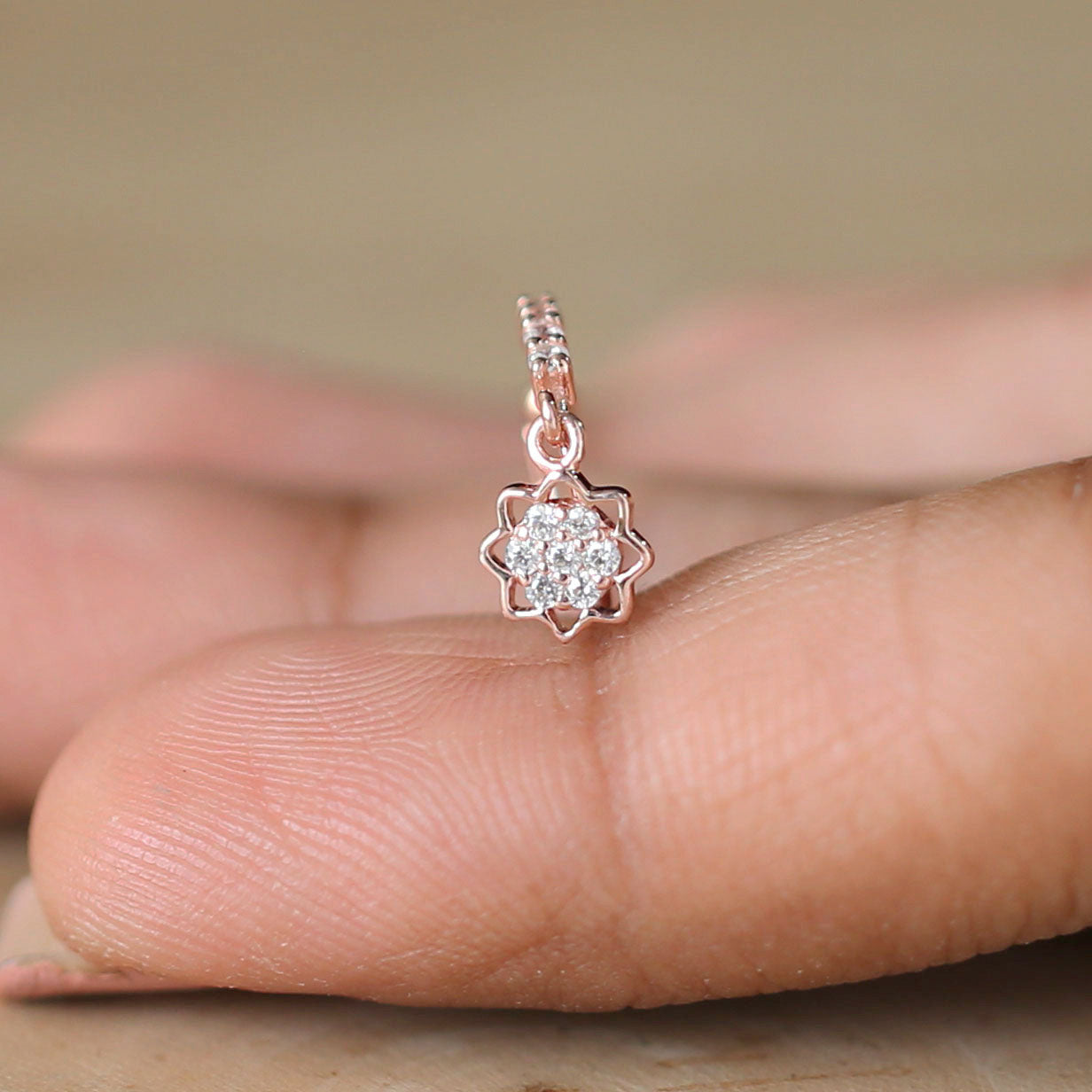 Natural White Round Diamond Nose Rings Engagement Wedding Gift Nose Ring 14K Solid Rose White Yellow Gold Nose Ring 0.12 CT KD987