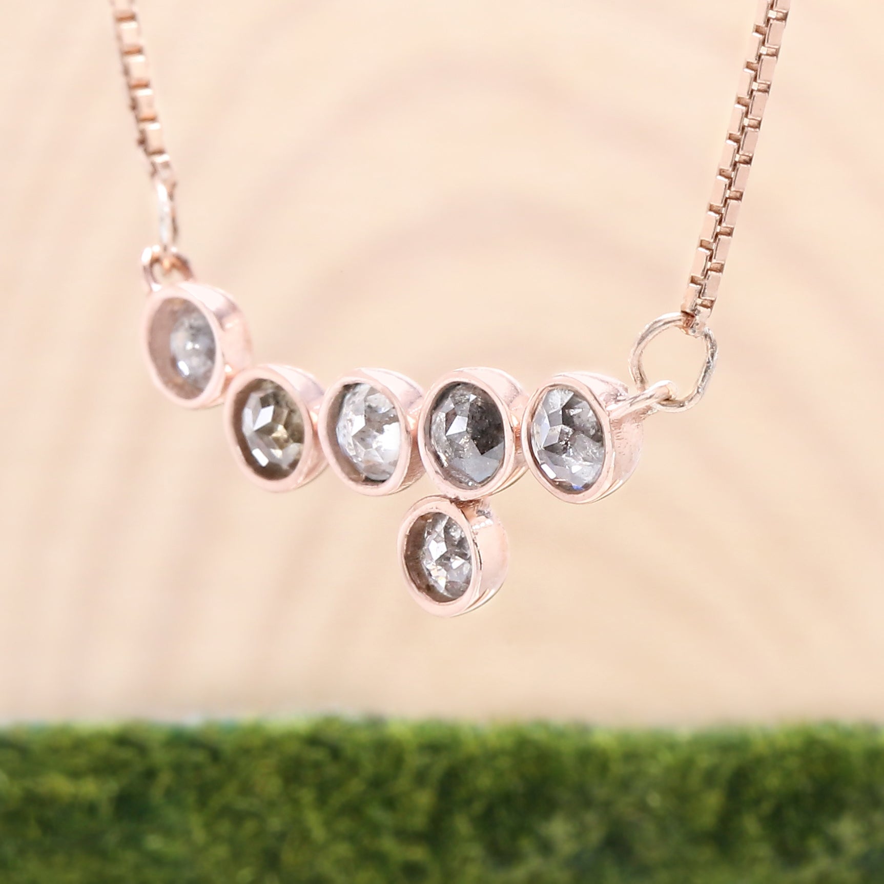 Round Rose Cut Salt And Pepper Diamond Pendant Engagement Wedding Gift Pendant 14K Solid Rose White Yellow Gold Pendant 1.05 CT KDL6324