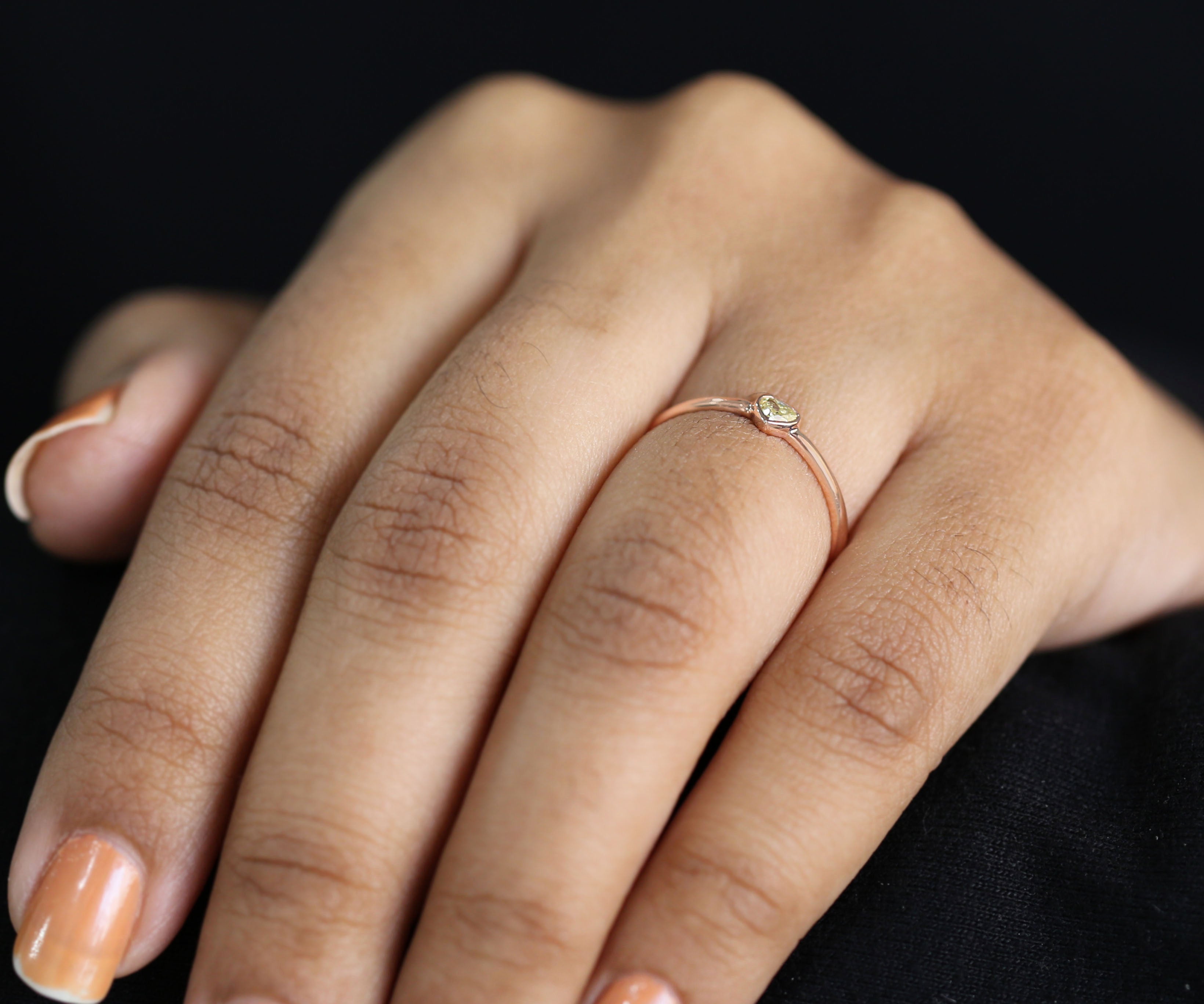 Heart Yellow Color Diamond Ring Engagement Wedding Gift Ring 14K Solid Rose White Yellow Gold Ring 0.14 CT KDN7386