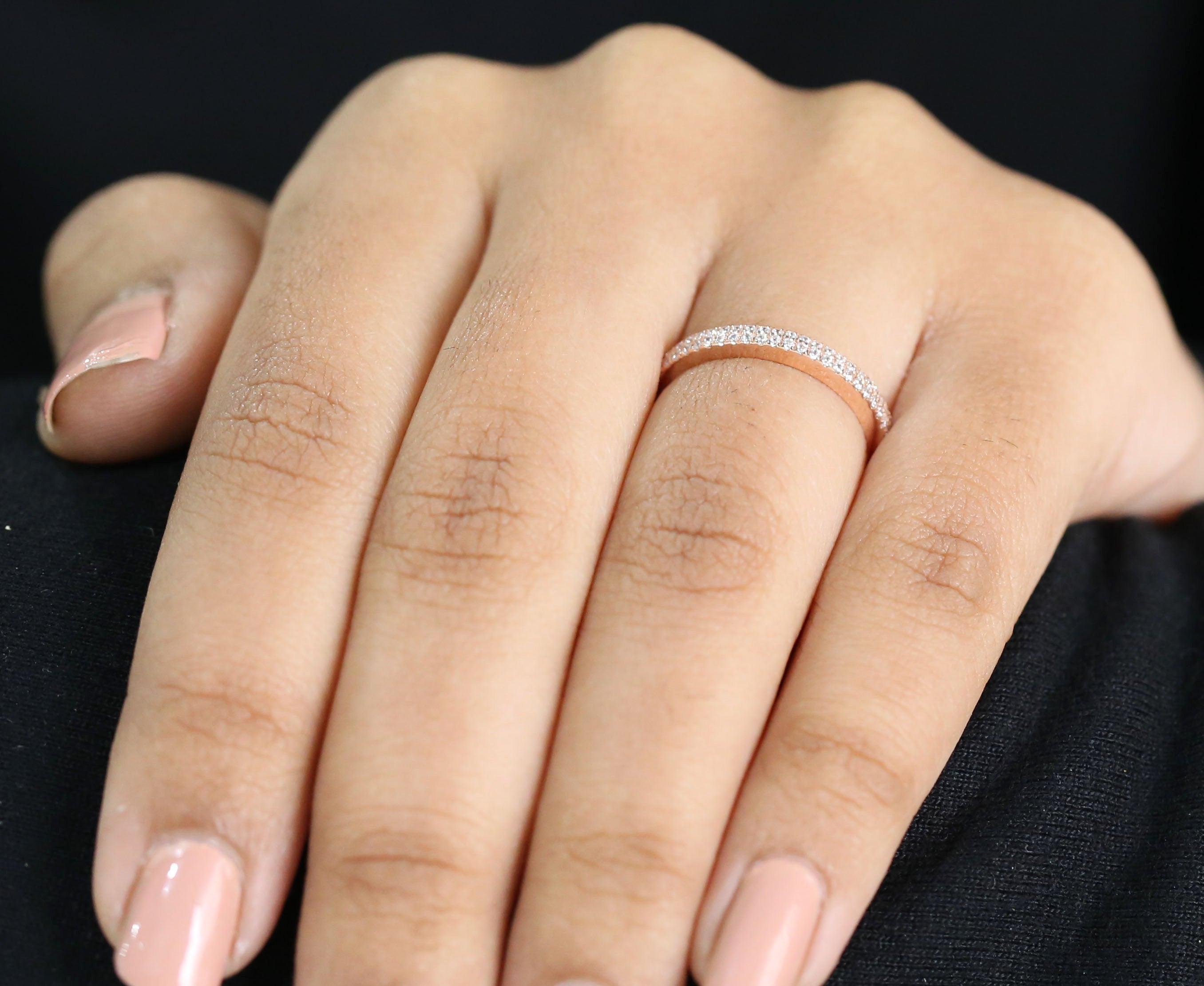 Round White Diamond Band Engagement Wedding Gift Band 14K Solid Rose White Yellow Gold Band 0.31 Ct KD888