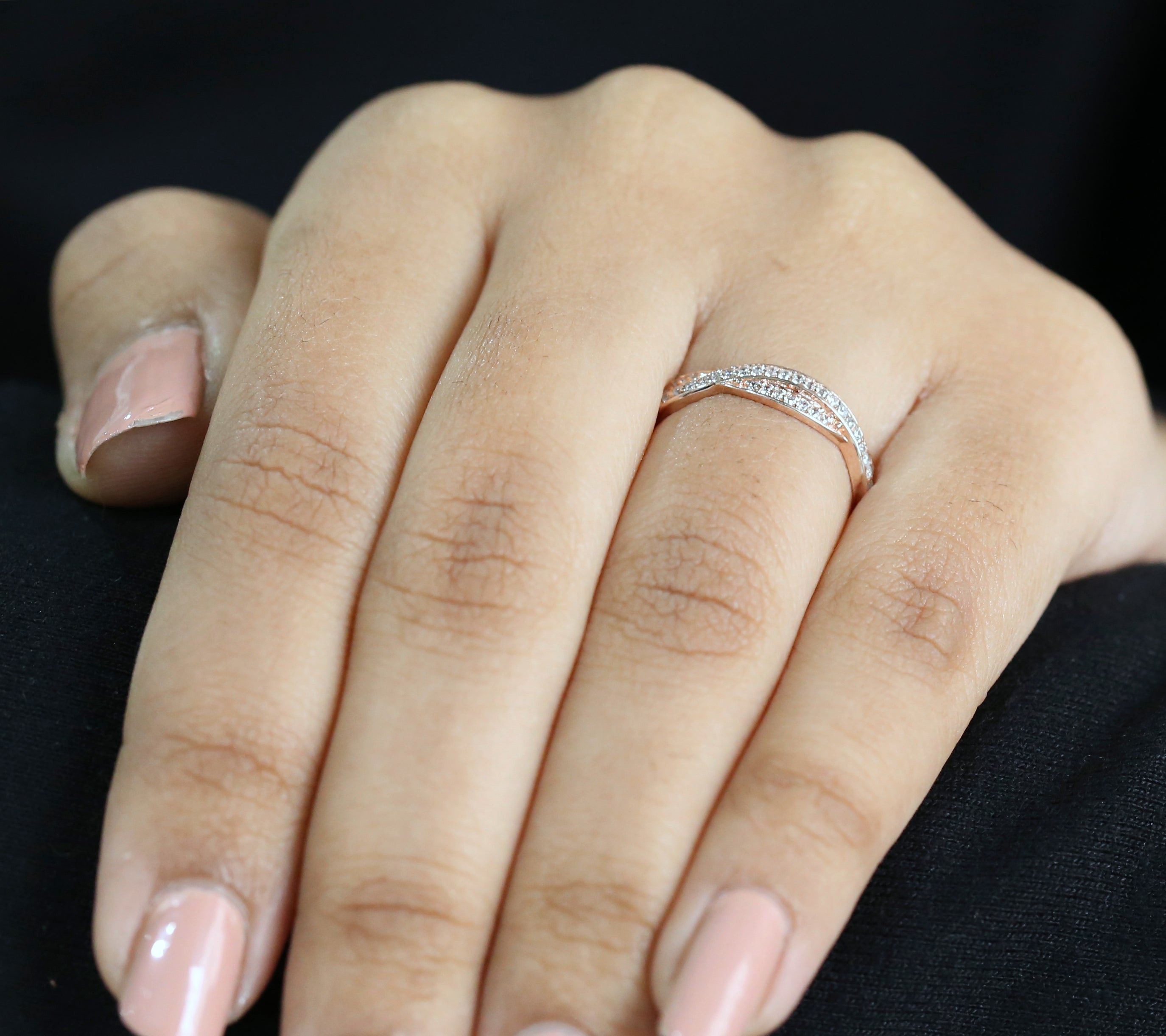 Round White Diamond Band Engagement Wedding Gift Band 14K Solid Rose White Yellow Gold Band 0.46 Ct KD912