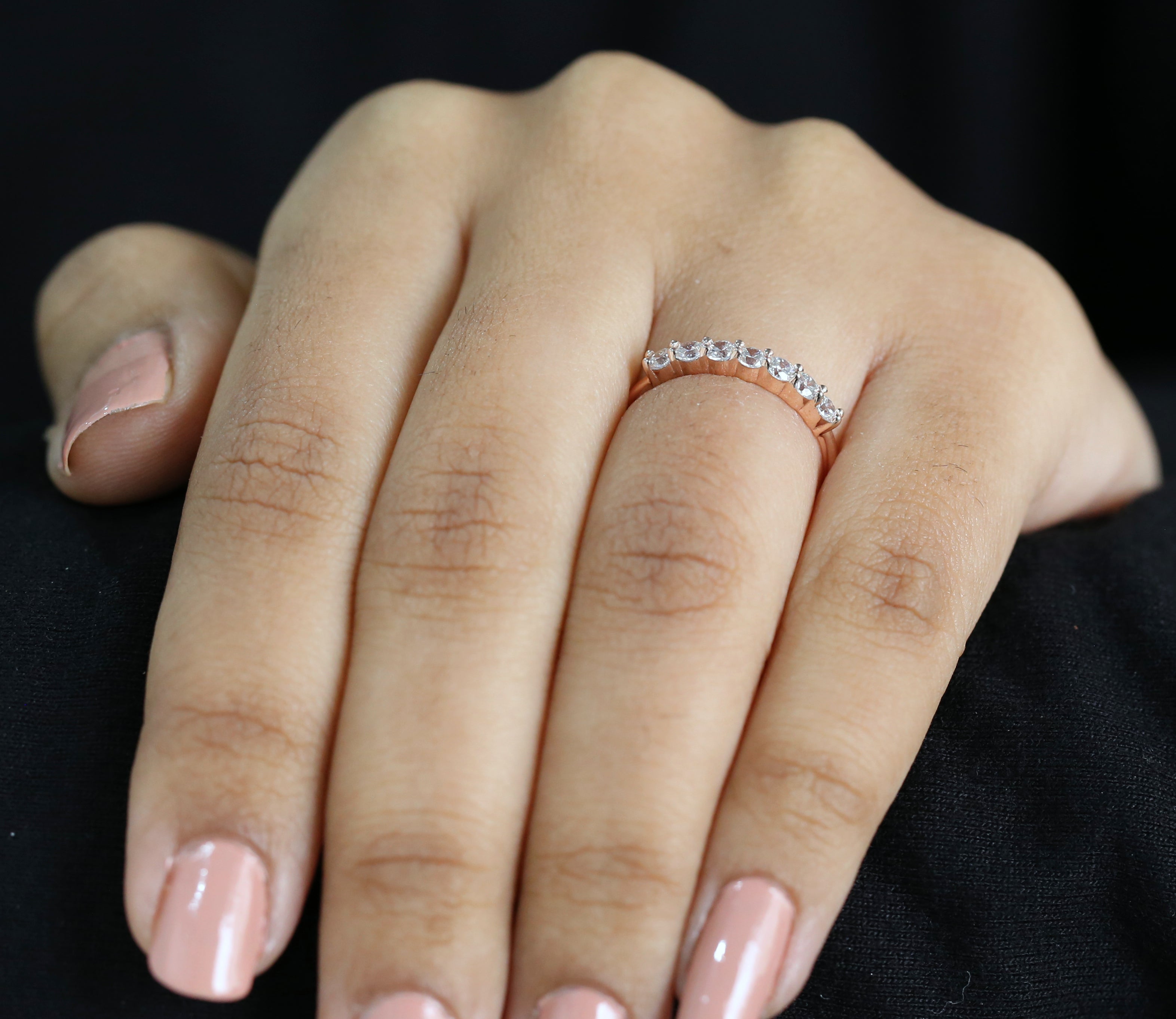 Round White Diamond Band Engagement Wedding Gift Band 14K Solid Rose White Yellow Gold Band 0.44 Ct KD897
