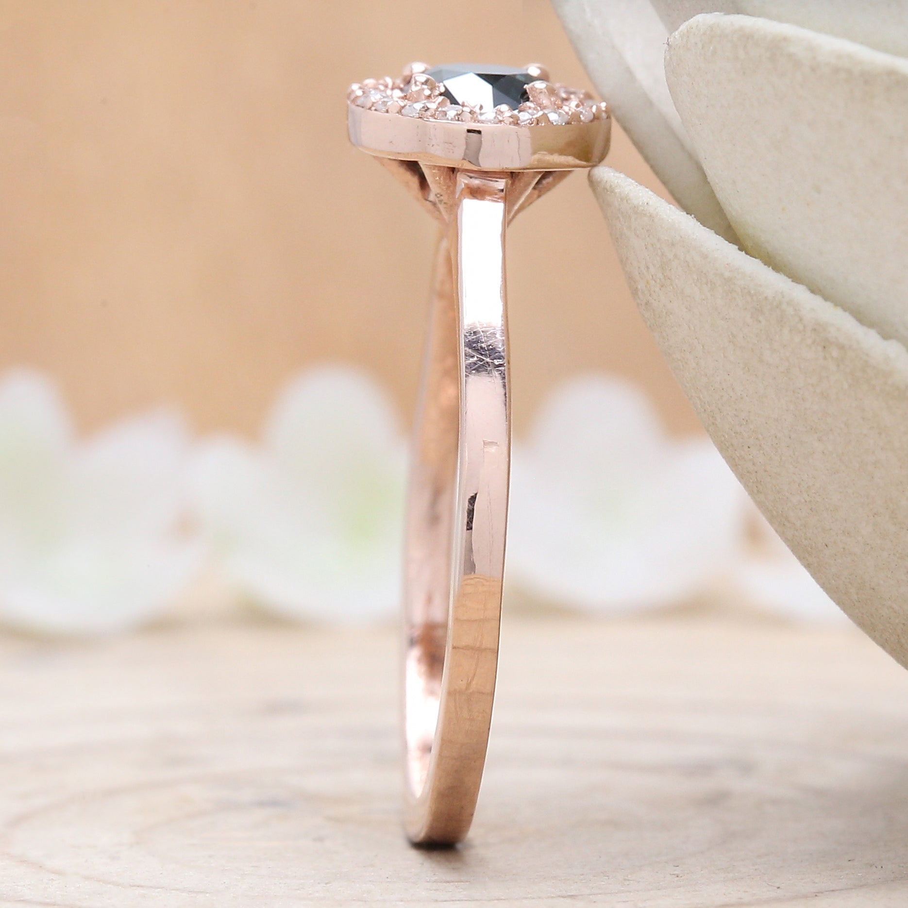 Round Cut Blue Color Diamond Ring 0.53 Ct 5.00 MM Round Shape Diamond Ring 14K Solid Rose Gold Silver Engagement Ring Gift For Her QL6201