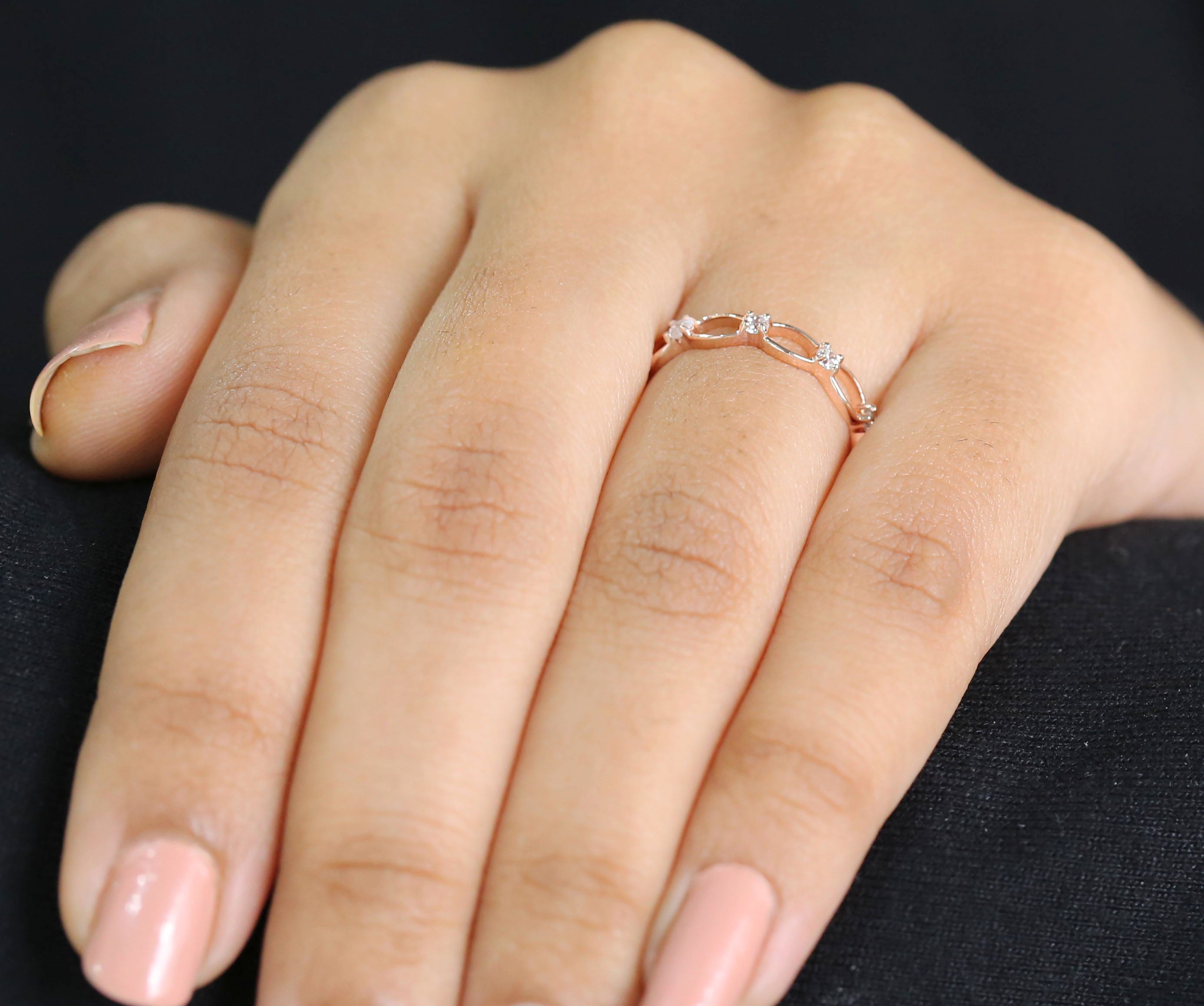 Round White Diamond Band Engagement Wedding Gift Band 14K Solid Rose White Yellow Gold Band 0.32 Ct KD895