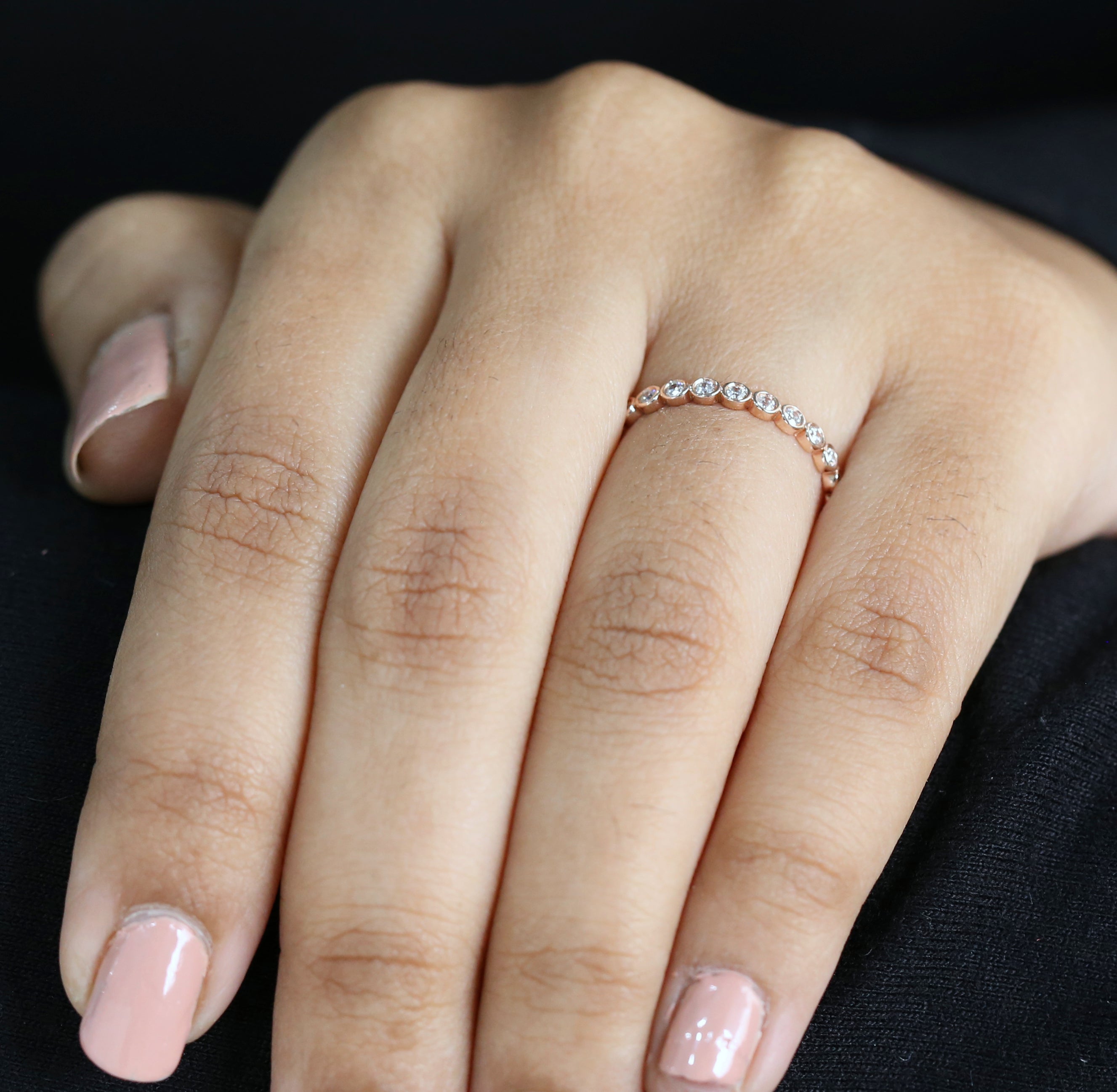 Round White Diamond Band Engagement Wedding Gift Band 14K Solid Rose White Yellow Gold Band 0.36 Ct KD889