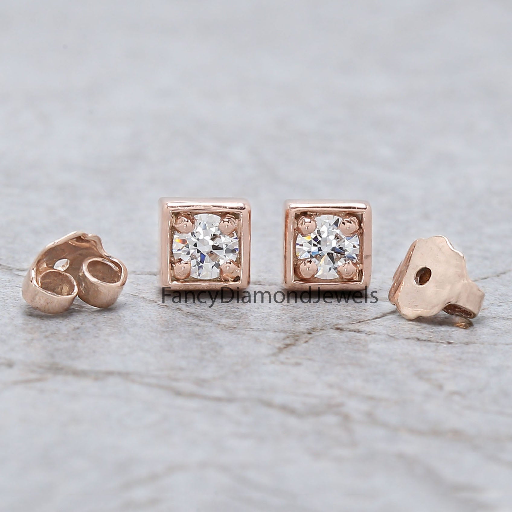Round White Color Diamond Earring Engagement Wedding Gift Earring 14K Solid Rose White Yellow Gold Earring 0.34 CT KD1001