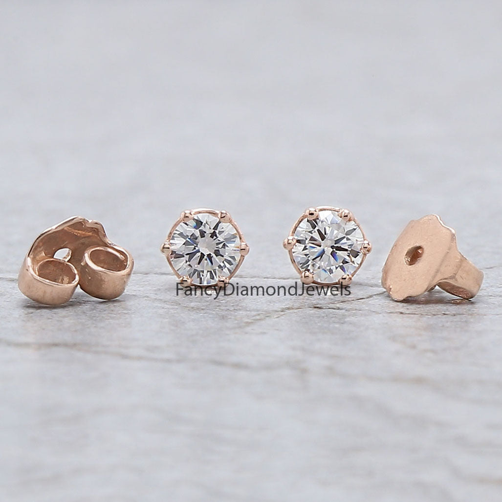 Round White Color Diamond Earring Engagement Wedding Gift Earring 14K Solid Rose White Yellow Gold Earring 0.34 CT KD995