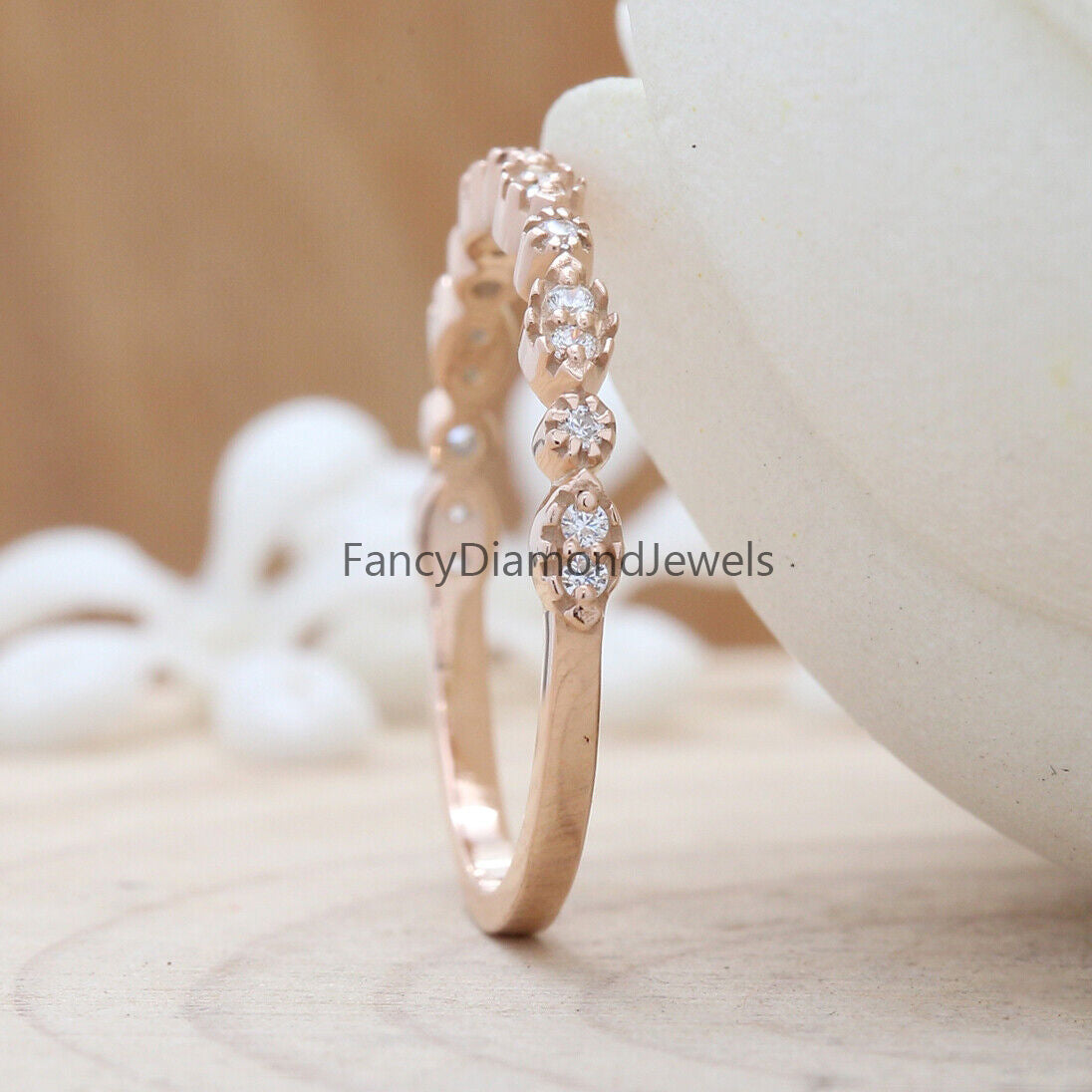 14K Gold Band White Round Diamond Ring Engagement Wedding Bridal Gift Ring KD085