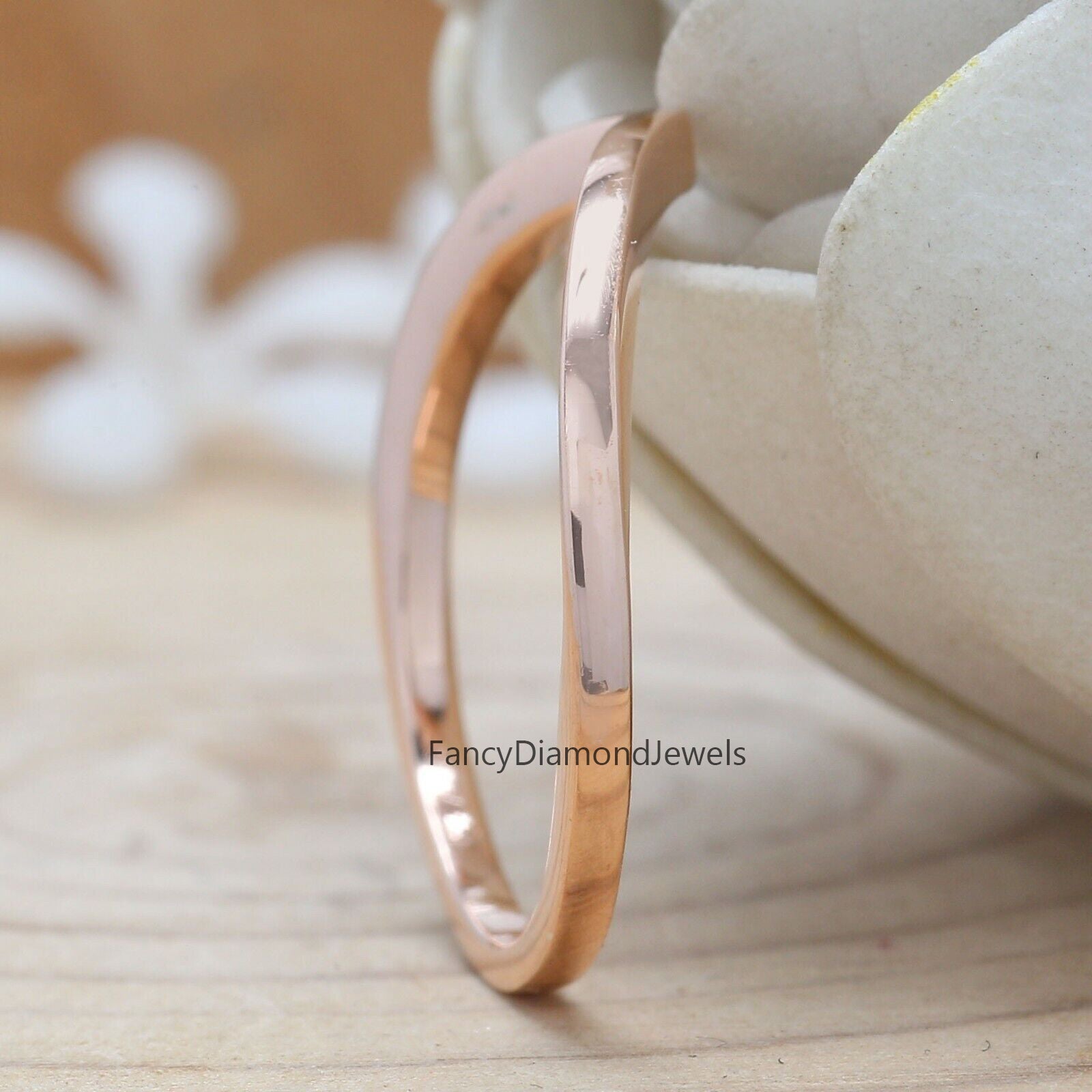 14K Rose Gold Band, Wedding Band, Ring Band, Gift For Her KD936