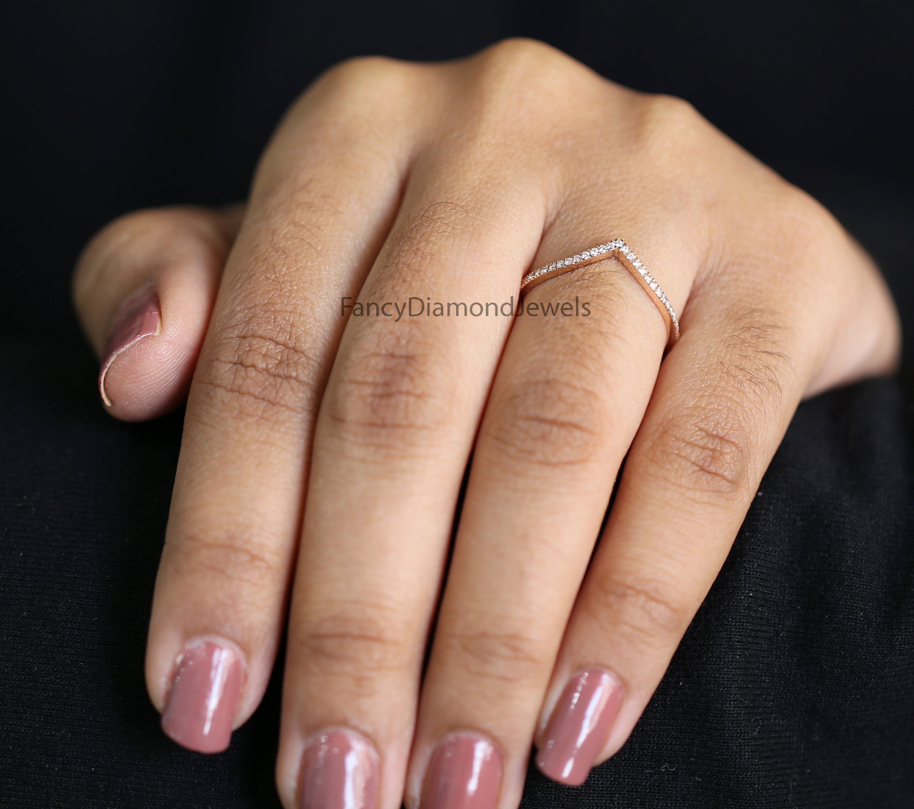14K Rose Gold Band White Diamond Band, Round Cut Diamond Band, Bridal Wedding Band, Natural Diamomd Band, Engagement Band,Rose Gold Band KD261Round Diamond Ring Engagement Wedding Gift Band Ring KD261