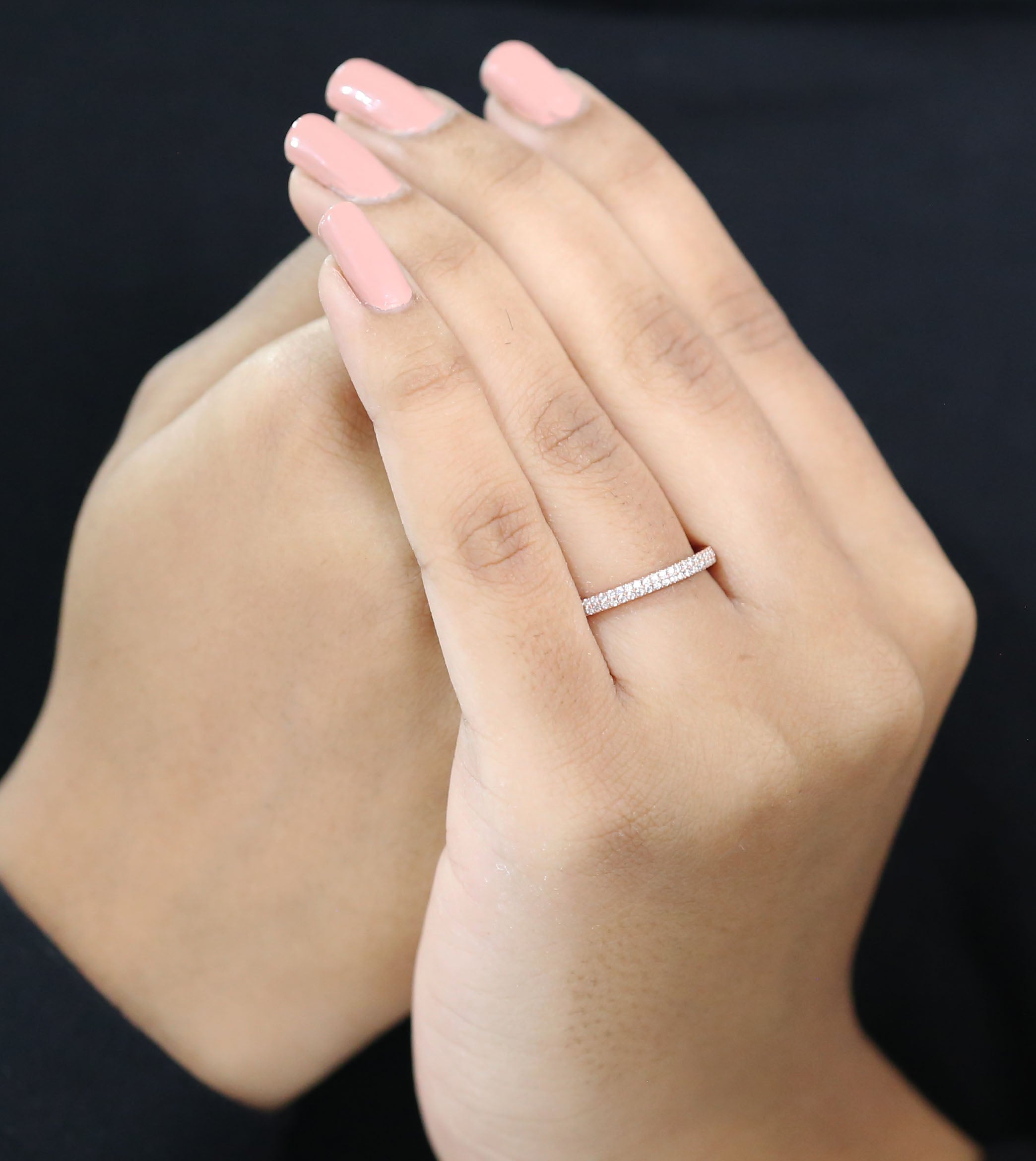 Round White Diamond Band Engagement Wedding Gift Band 14K Solid Rose White Yellow Gold Band 0.31 Ct KD888