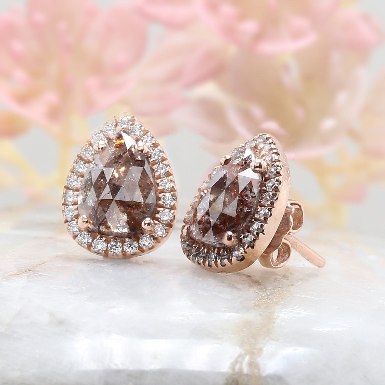 Pear Brown Color Diamond Earring Engagement Wedding Gift Earring 14K Solid Rose White Yellow Gold Earring 2.06 CT KDL6875