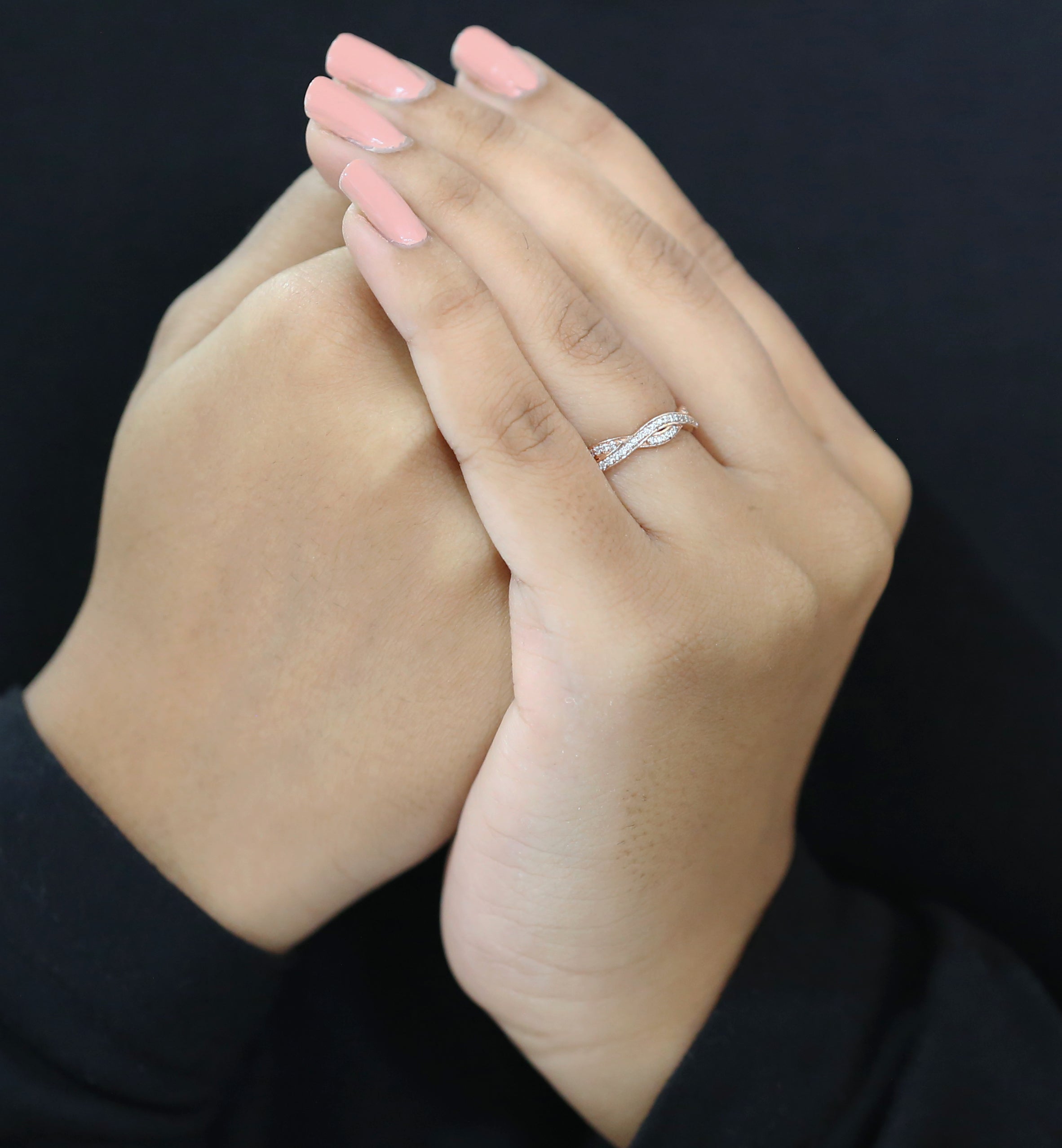 Round White Diamond Band Engagement Wedding Gift Band 14K Solid Rose White Yellow Gold Band 0.46 Ct KD912