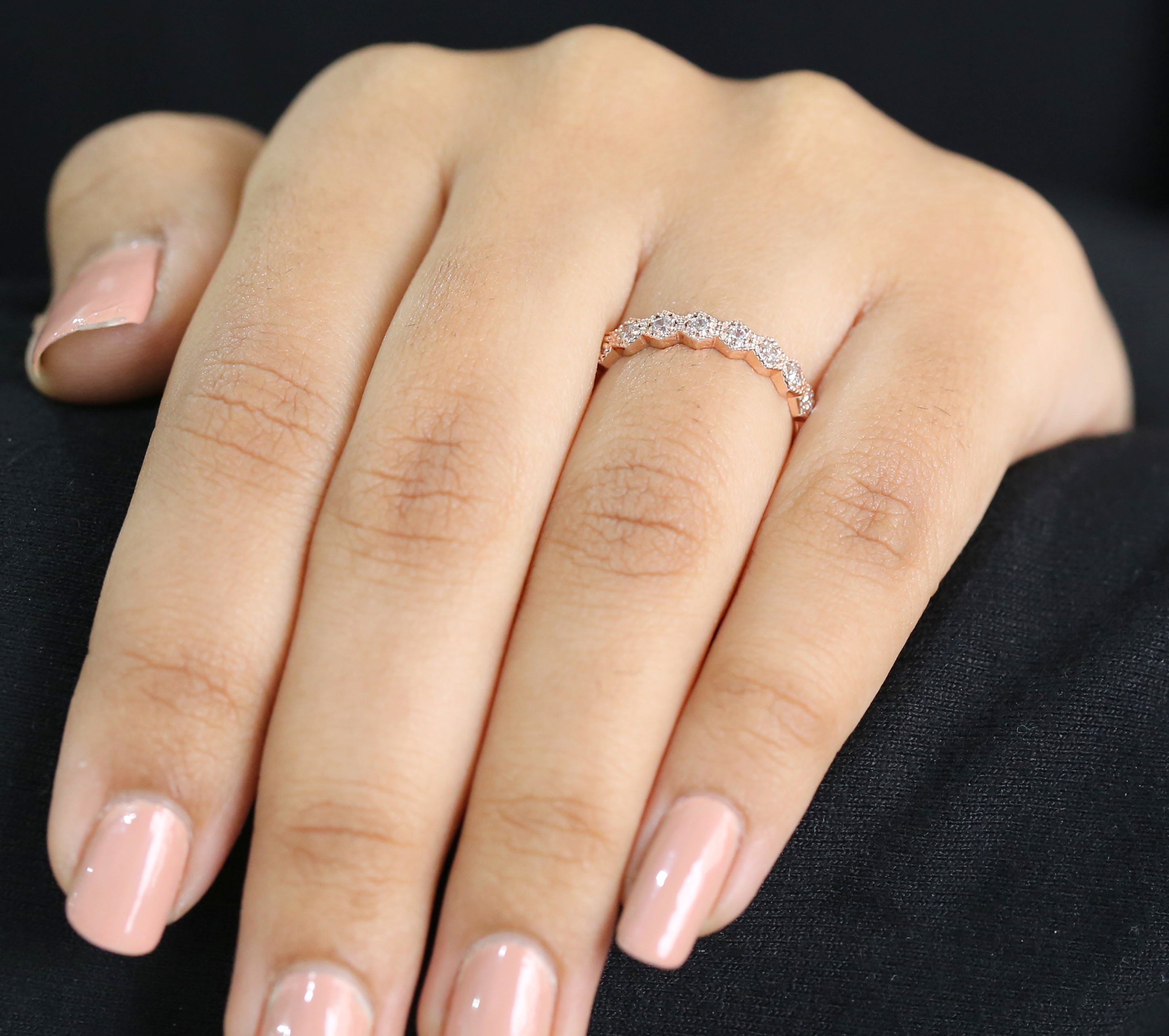 Round White Diamond Band Engagement Wedding Gift Band 14K Solid Rose White Yellow Gold Band 0.38 Ct KD891